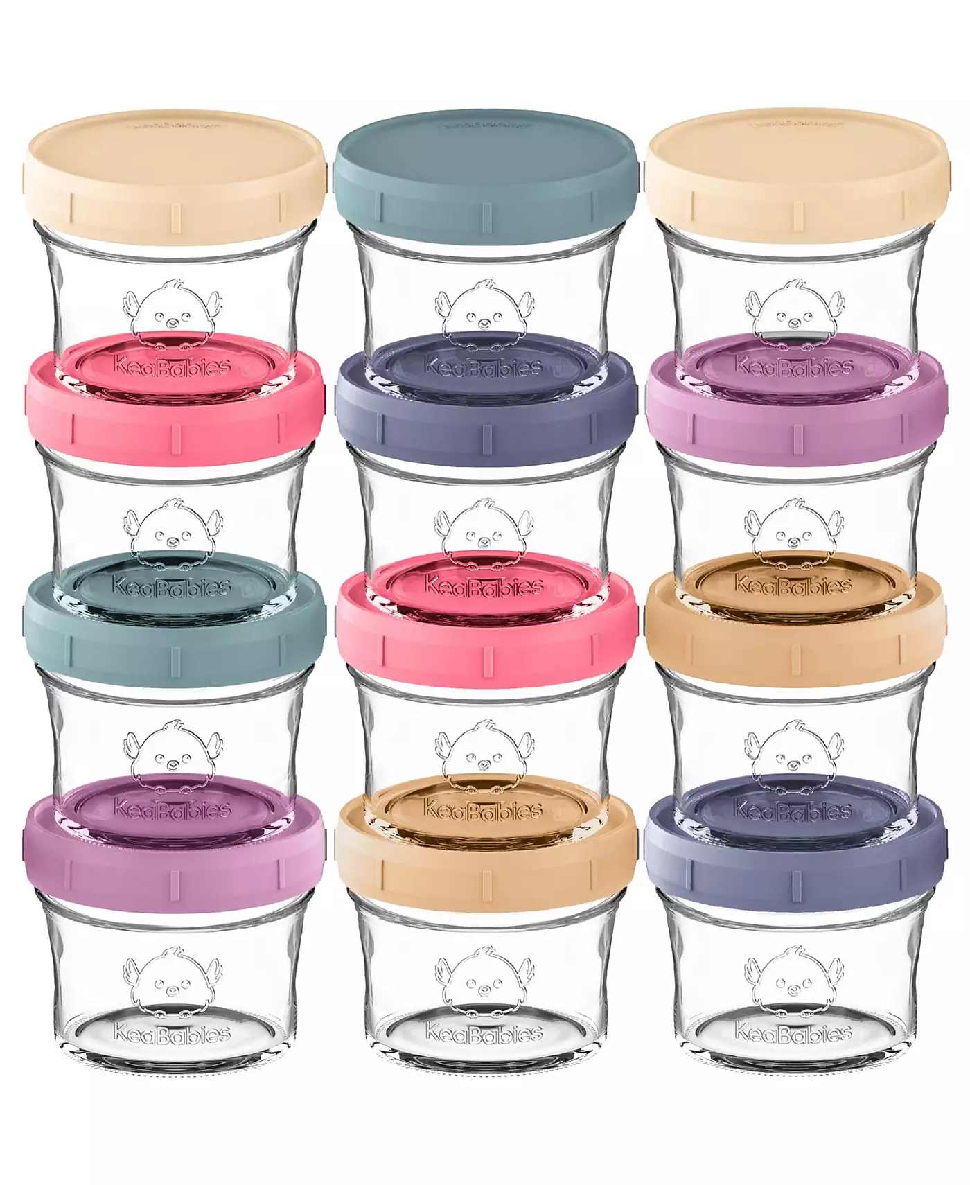 Контейнеры для хранения детского питания KeaBabies 12 шт., 4 унции, герметичные, стеклянные банки для детского питания без содержания бисфенола А для кормления