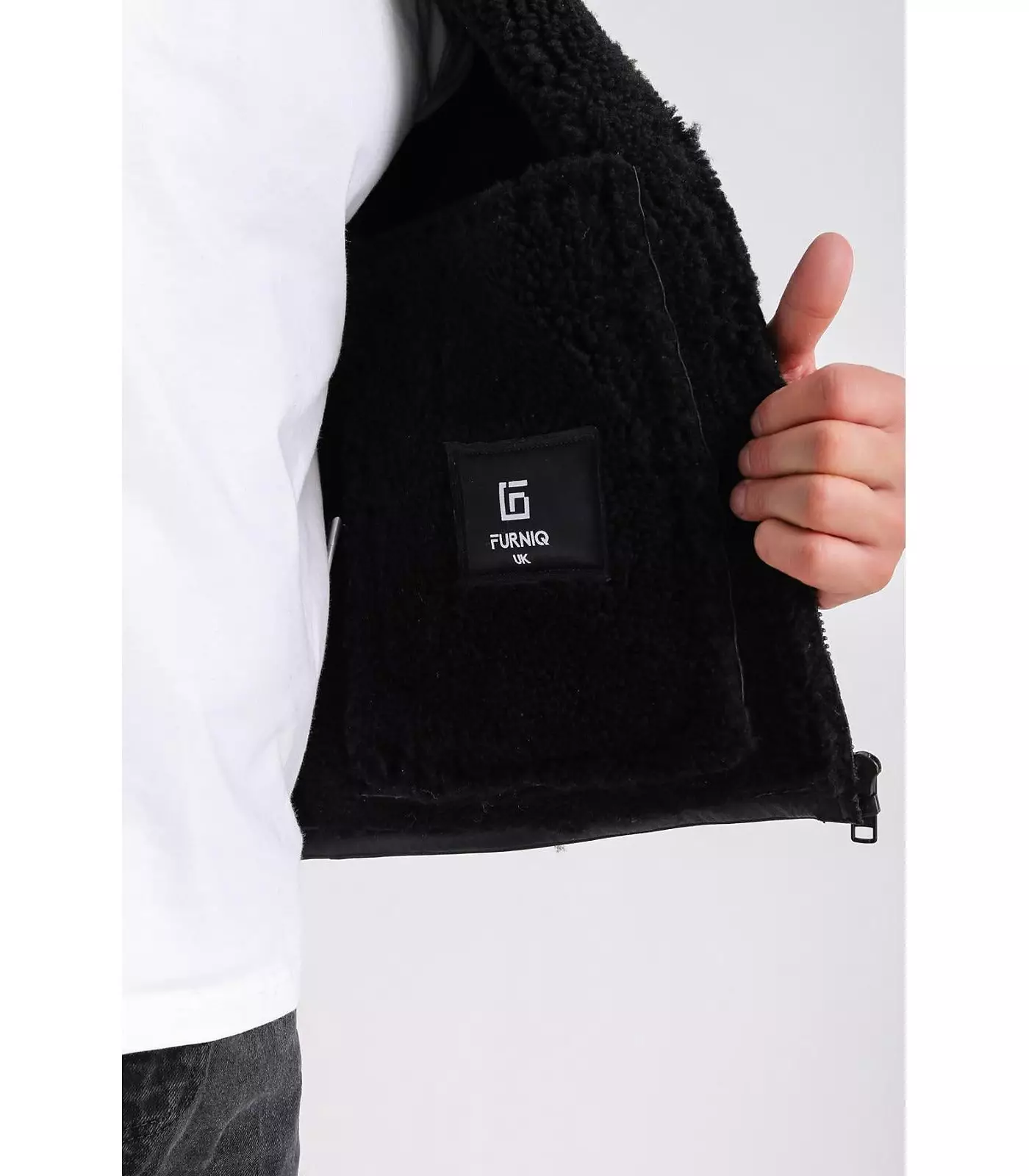 Мужская куртка Furniq UK из натуральной кожи, черная