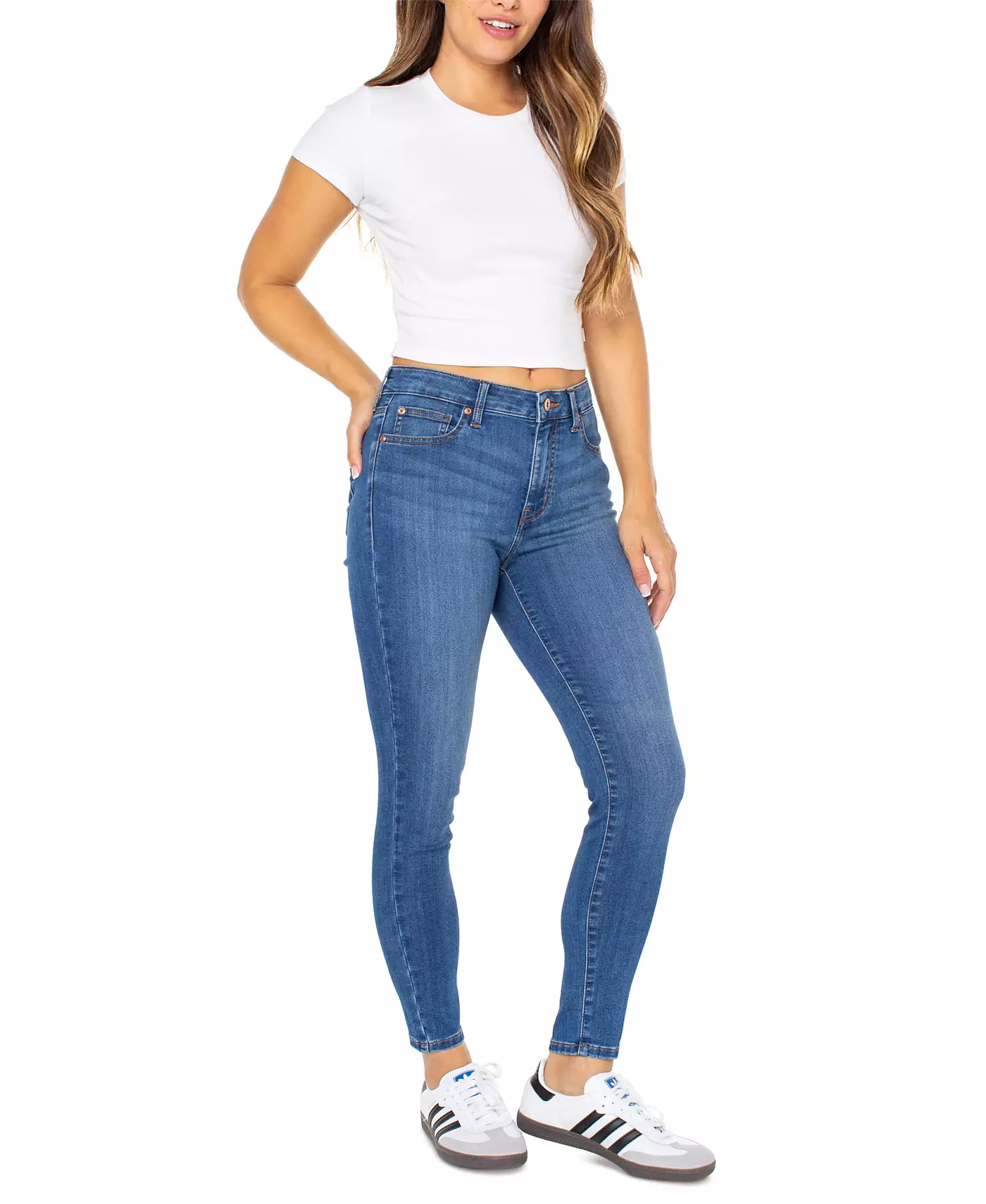 Джинсы-скинни Celebrity Pink Juniors Curvy с потертостями