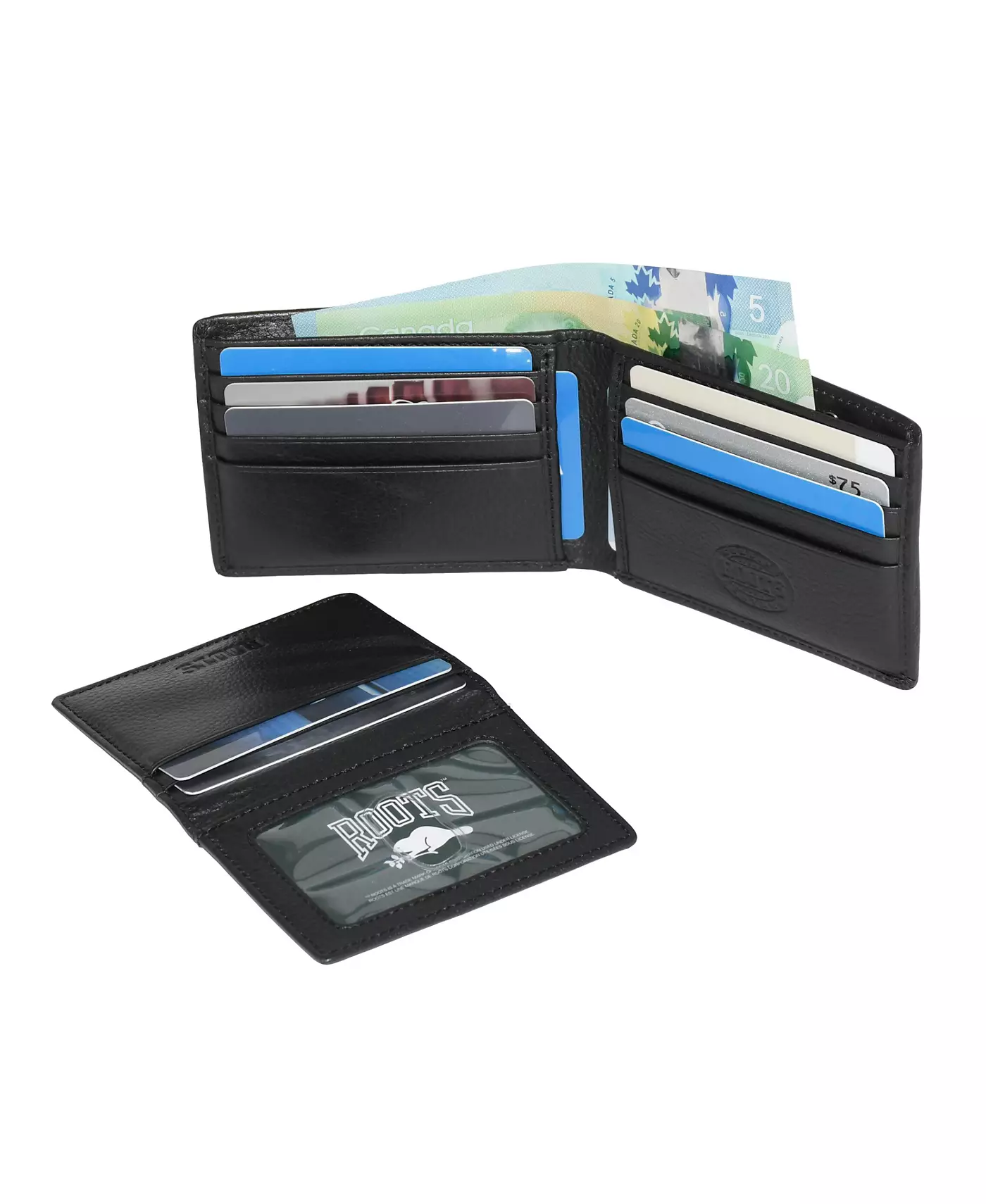 Мужской кожаный кошелек Roots Men Slimfold со съемным удостоверением личности