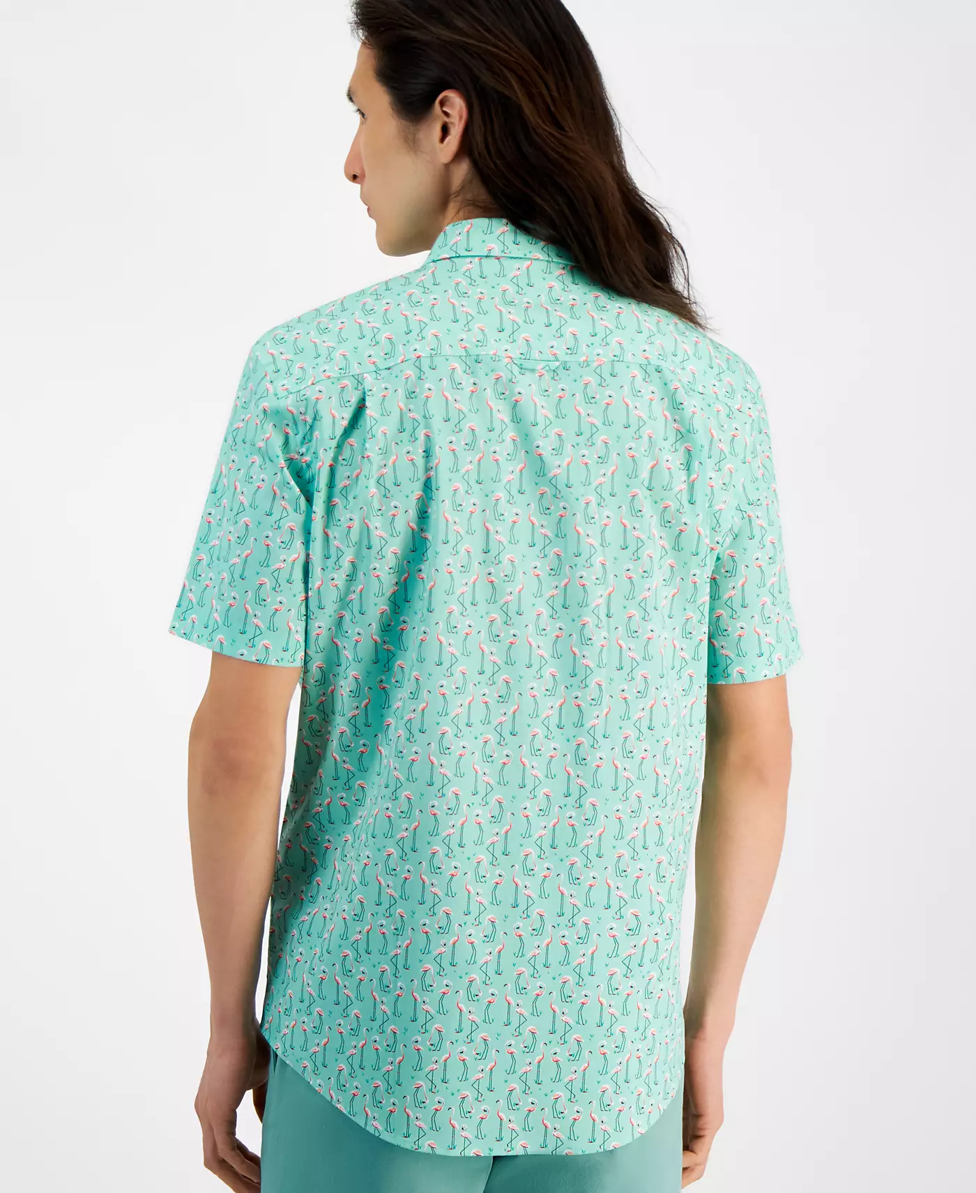 Мужская рубашка Club Room Flamingo State из поплина классического кроя с принтом и застежкой на пуговицы, созданная для Macy's