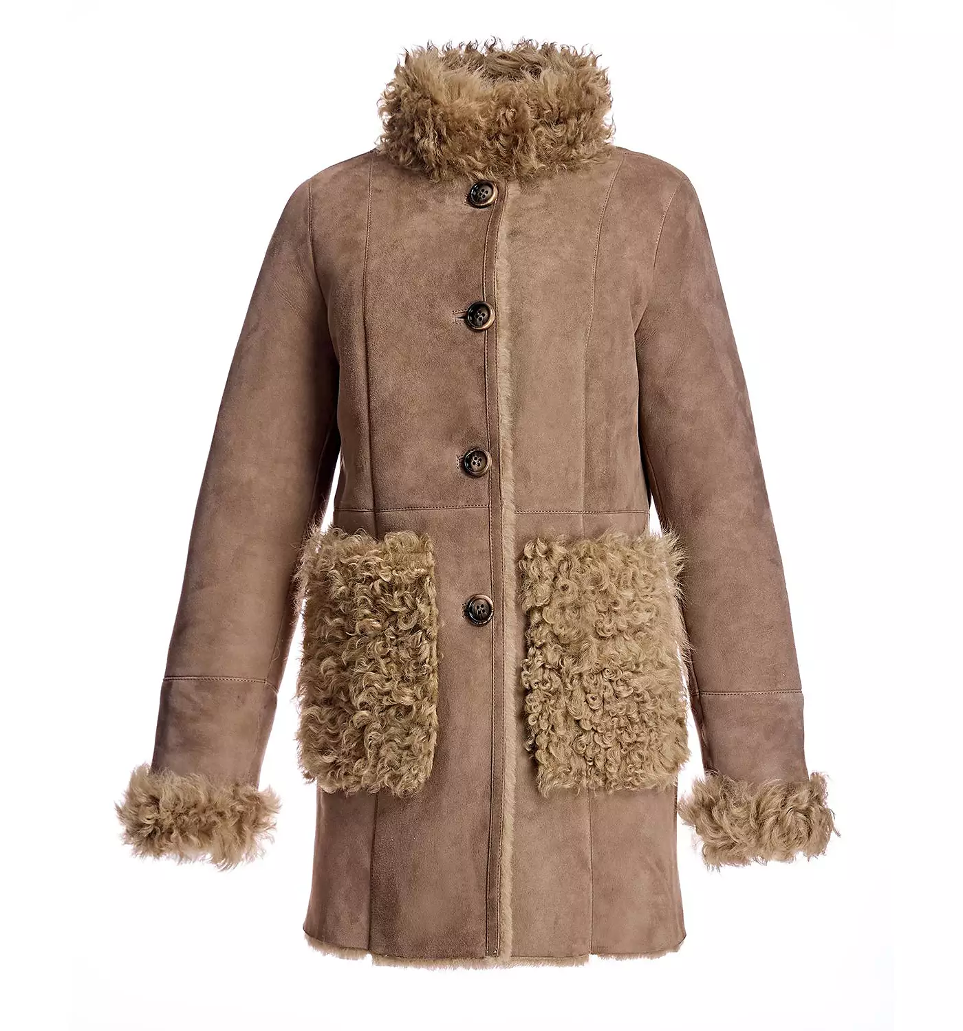 Женская шуба Julia & Stella By Maximilian из овчины с отделкой из кудрявого ягненка