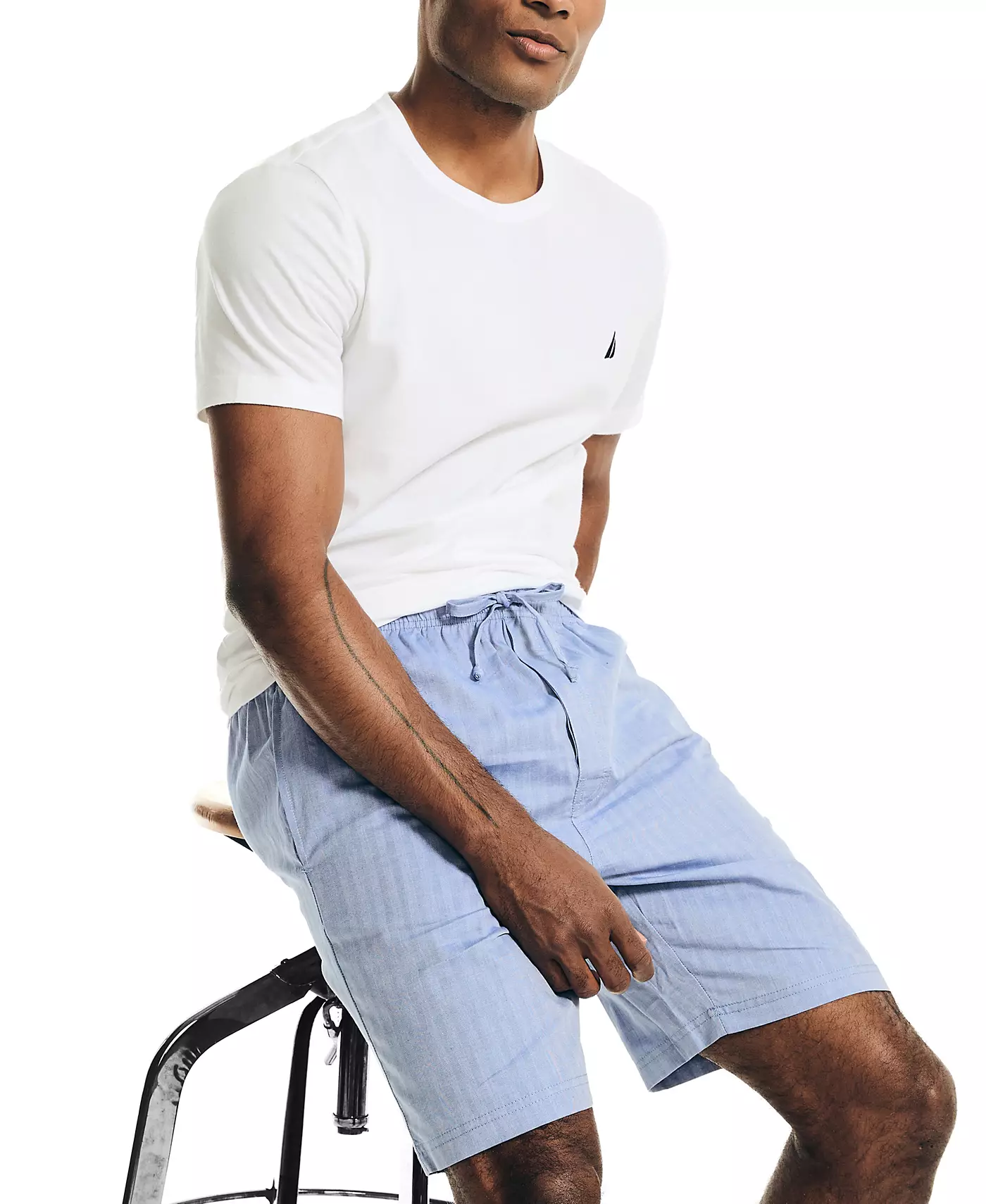 Мужская пижама Nautica, синие шорты с узором «елочка»