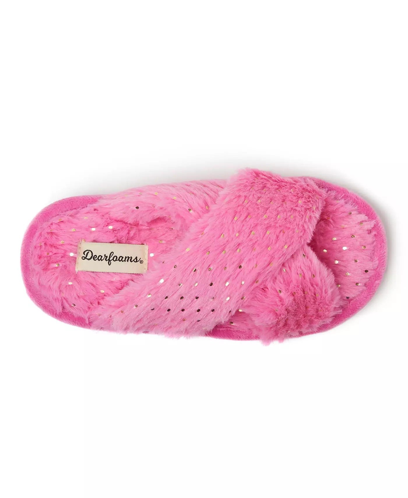 Тапочки Dearfoams Girls Ava Crisscross Fuzzy Sparkle Slide