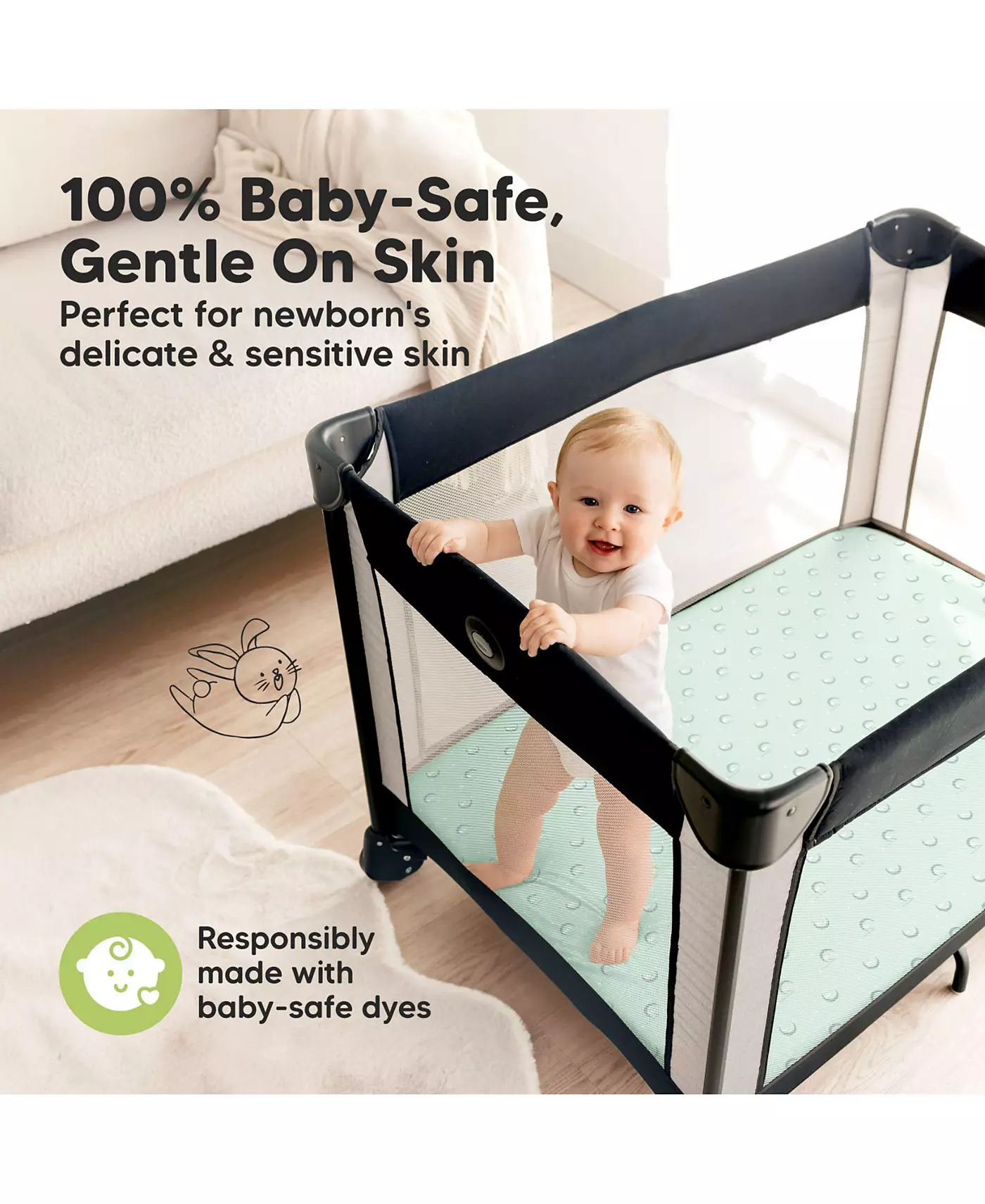 KeaBabies 2-упаковка простыней для кроватки Mini, простыни Pack and Play на резинке, простыни Pack N Play, органический чехол для простыни на резинке