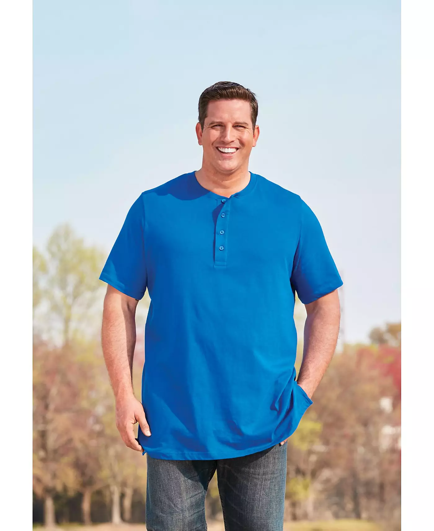 Футболка KingSize Big & Tall Shrink-Less Long Lightweight Henley