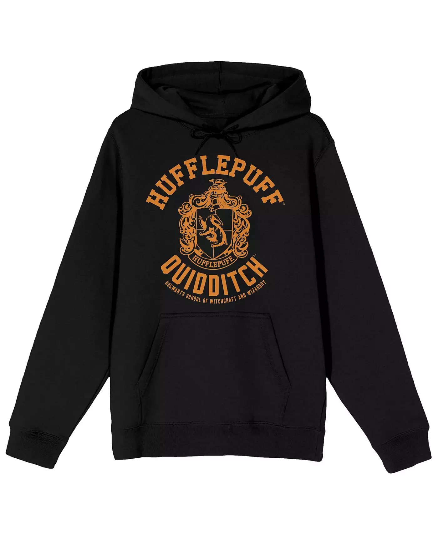Мужская толстовка с капюшоном и длинным рукавом Harry Potter Hufflepuff Quidditch Crest, черная, для взрослых, размер S