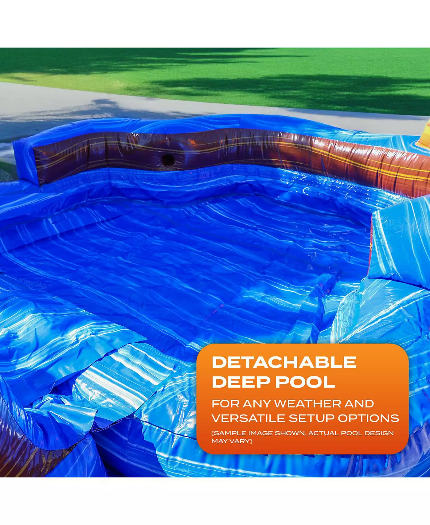 Jumporange Oasis Коммерческая надувная водная горка со съемным глубоким бассейном (с нагнетателем), для использования на открытом воздухе и в помещении, для влажного и сухого использования, высокая водная горка, для детских праздников