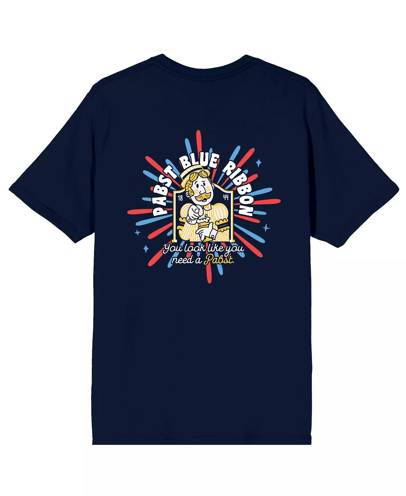 Мужская футболка Pabst Blue Ribbon Since 1844 темно-синего цвета с коротким рукавом