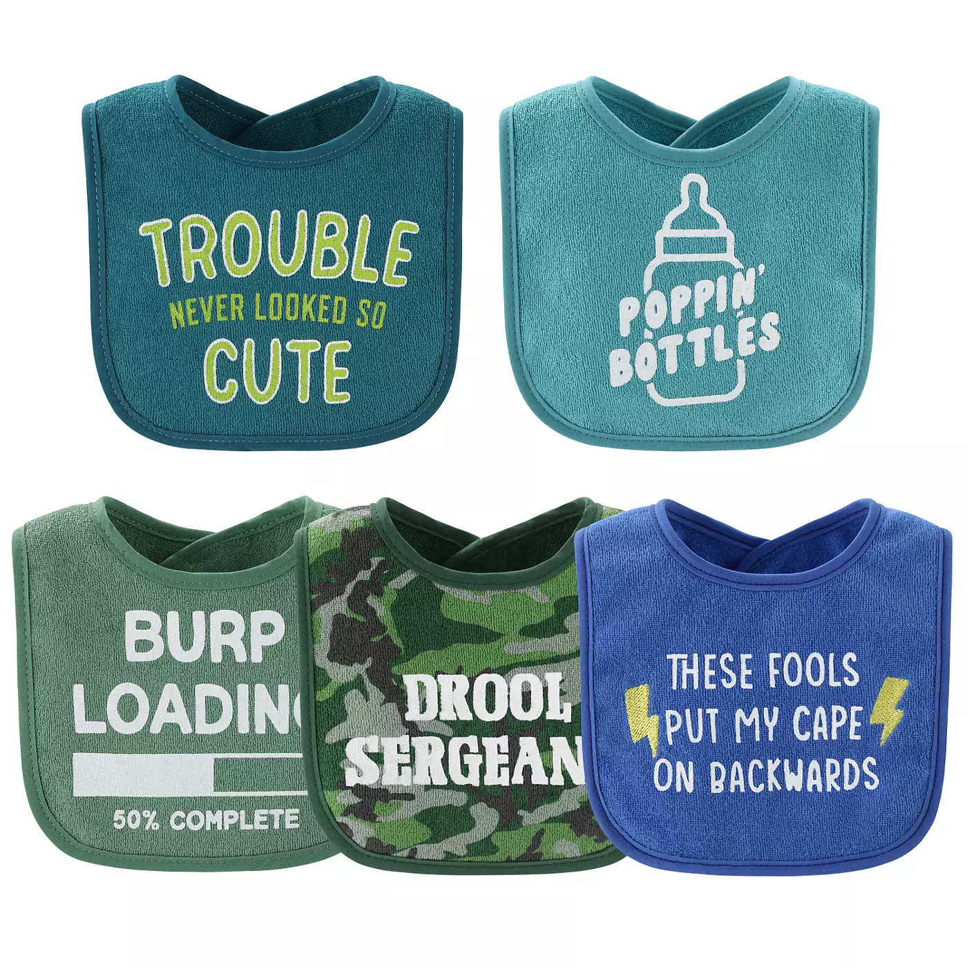 The Peanutshell Oh Boy! Terry Baby Bib, набор из 10 штук, кормление, прорезывание зубов, слюнотечение