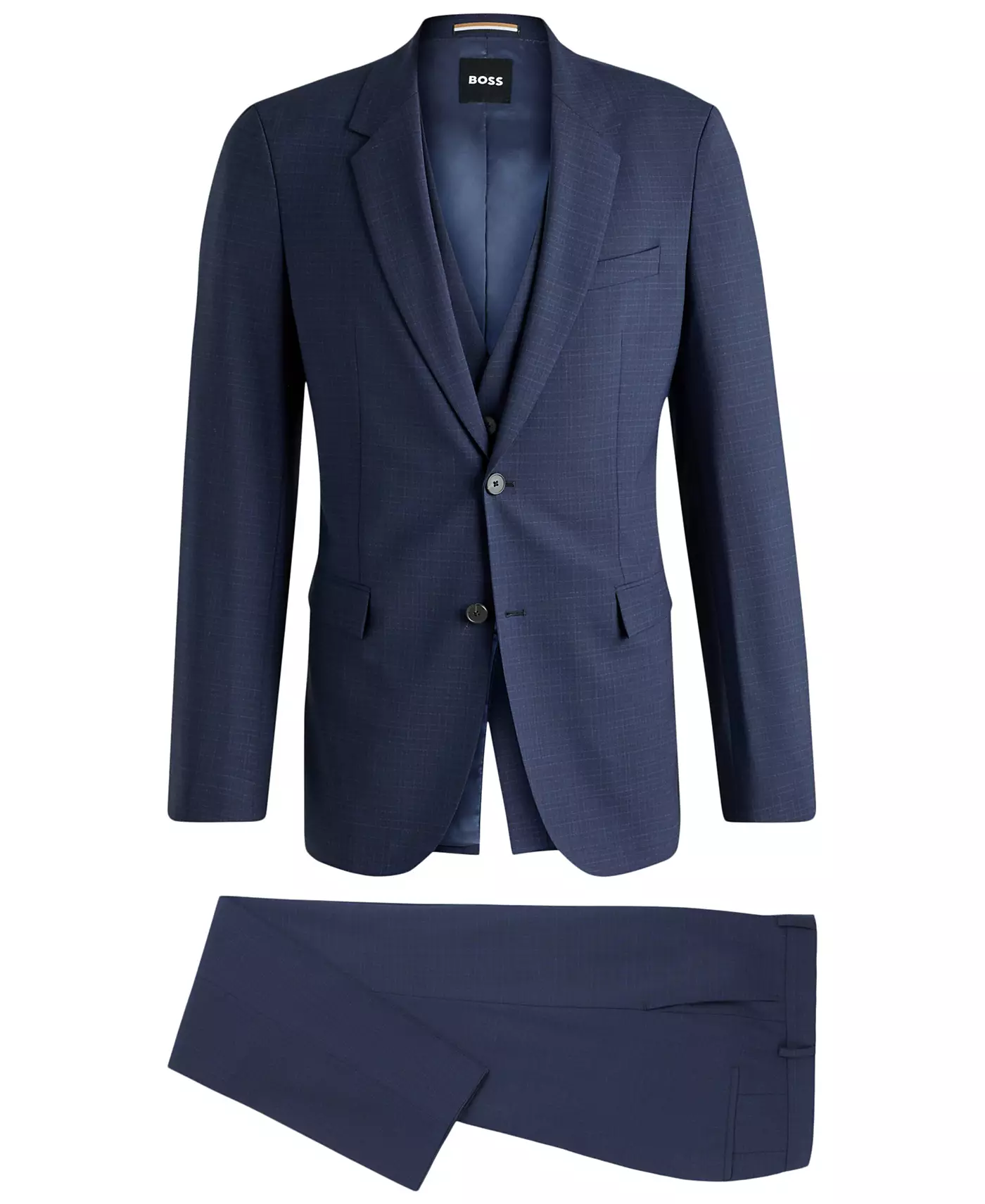 Мужской облегающий костюм-тройка Hugo Boss в клетку