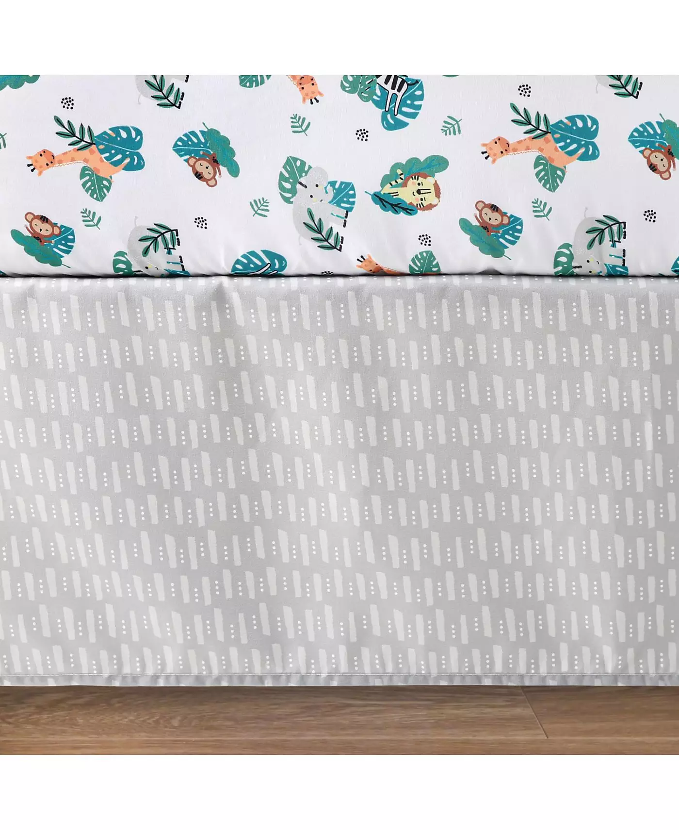 Комплект постельного белья для детской кроватки Peanutshell Safari Adventures из 8 предметов, одеяло, простыни, юбка для кроватки и мобиль