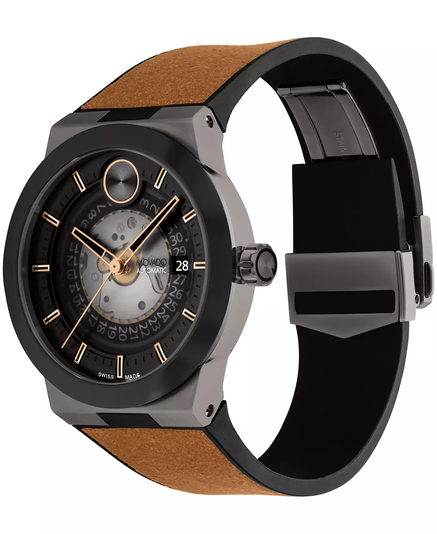 Мужские часы Movado Bold Fusion Automatic Swiss Auto Black Rubber 43.50MM