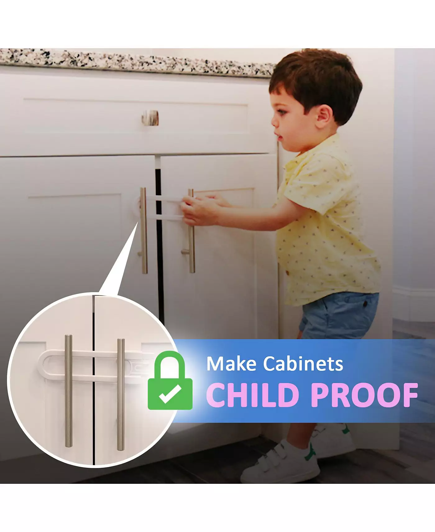 Замки для раздвижных шкафов Jool Baby Toddler, U-образные, для ручек, дверей - набор для детской безопасности - 4 шт. в упаковке