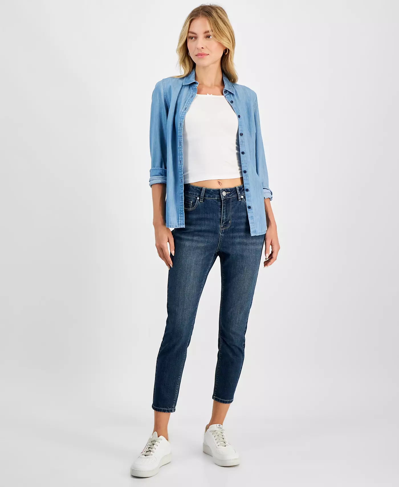 Укороченные джинсы Indigo Rein Juniors Curvy со средней посадкой