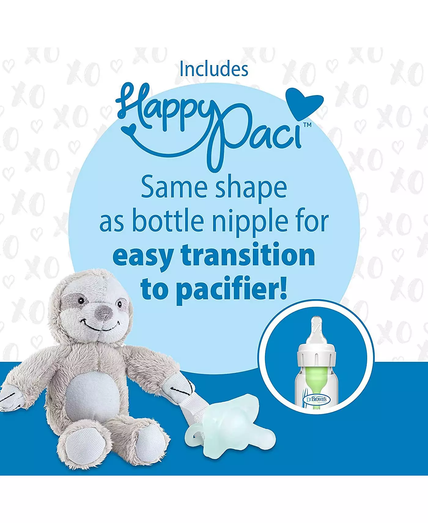Держатель для пустышки и прорезыватель для зубов Dr. Browns Baby Lovey, мягкая игрушка с соской