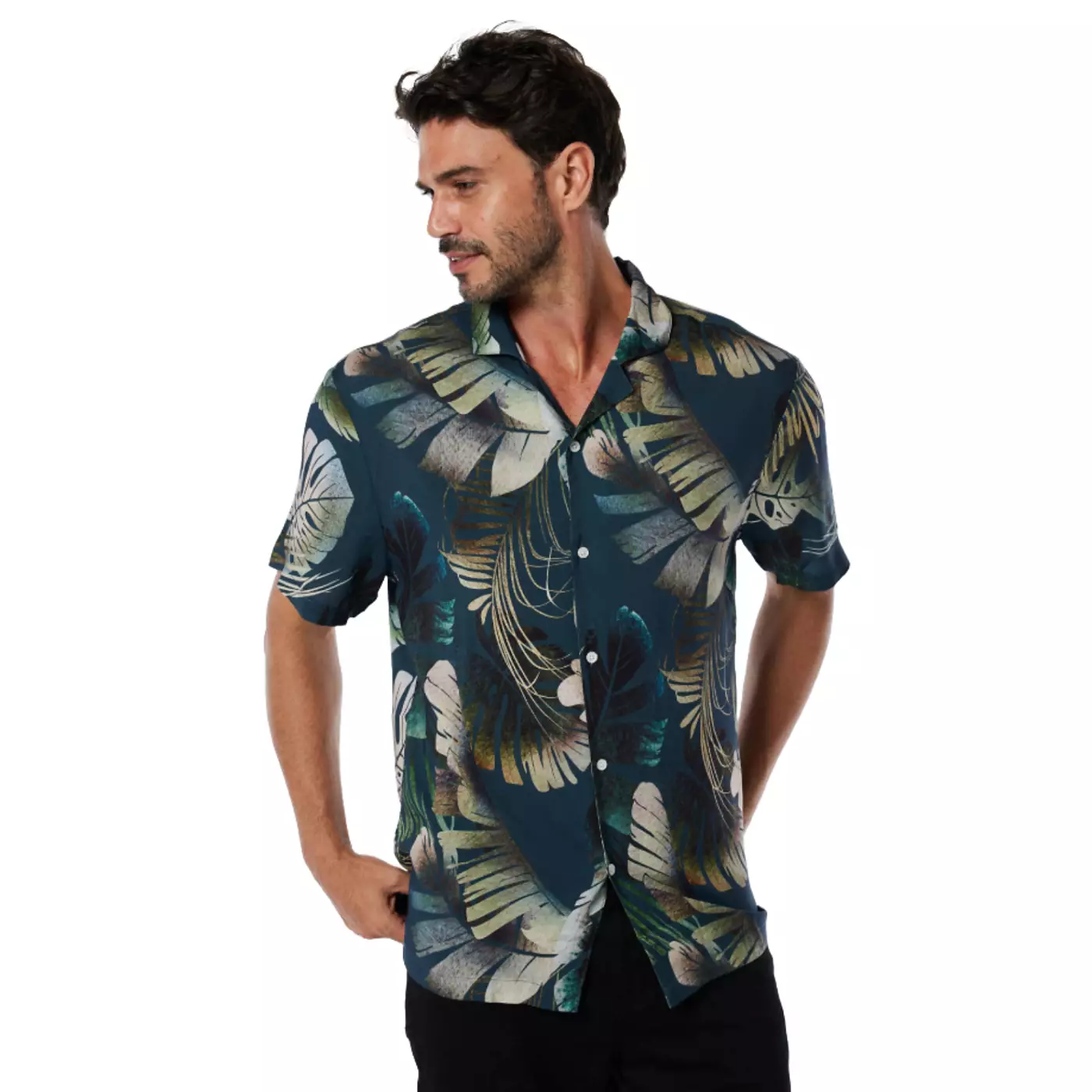 Мужская повседневная гавайская рубашка с коротким рукавом Mio Marino на пуговицах