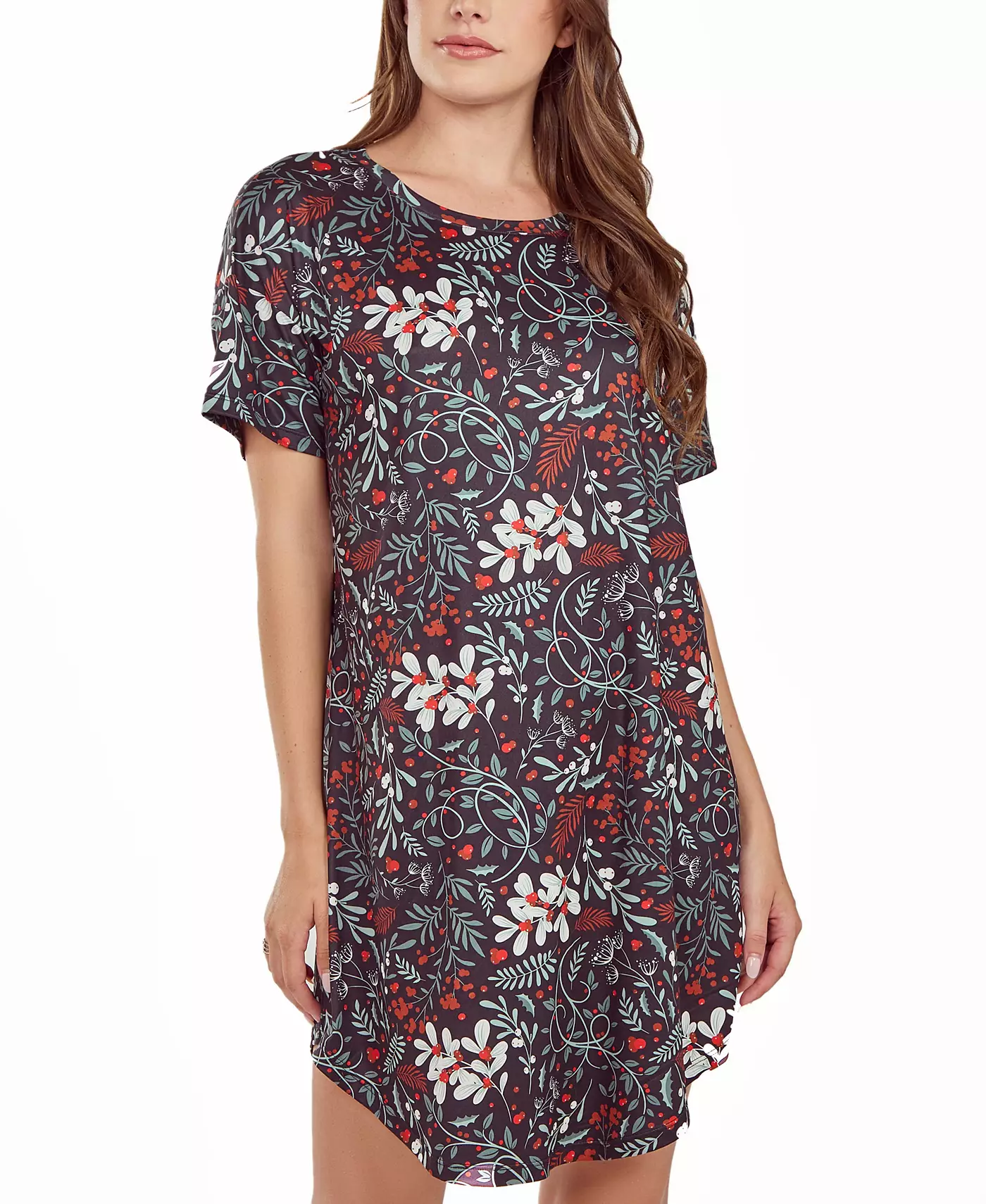 iCollection Женская ультрамягкая ночная рубашка с коротким рукавом и цветочным принтом