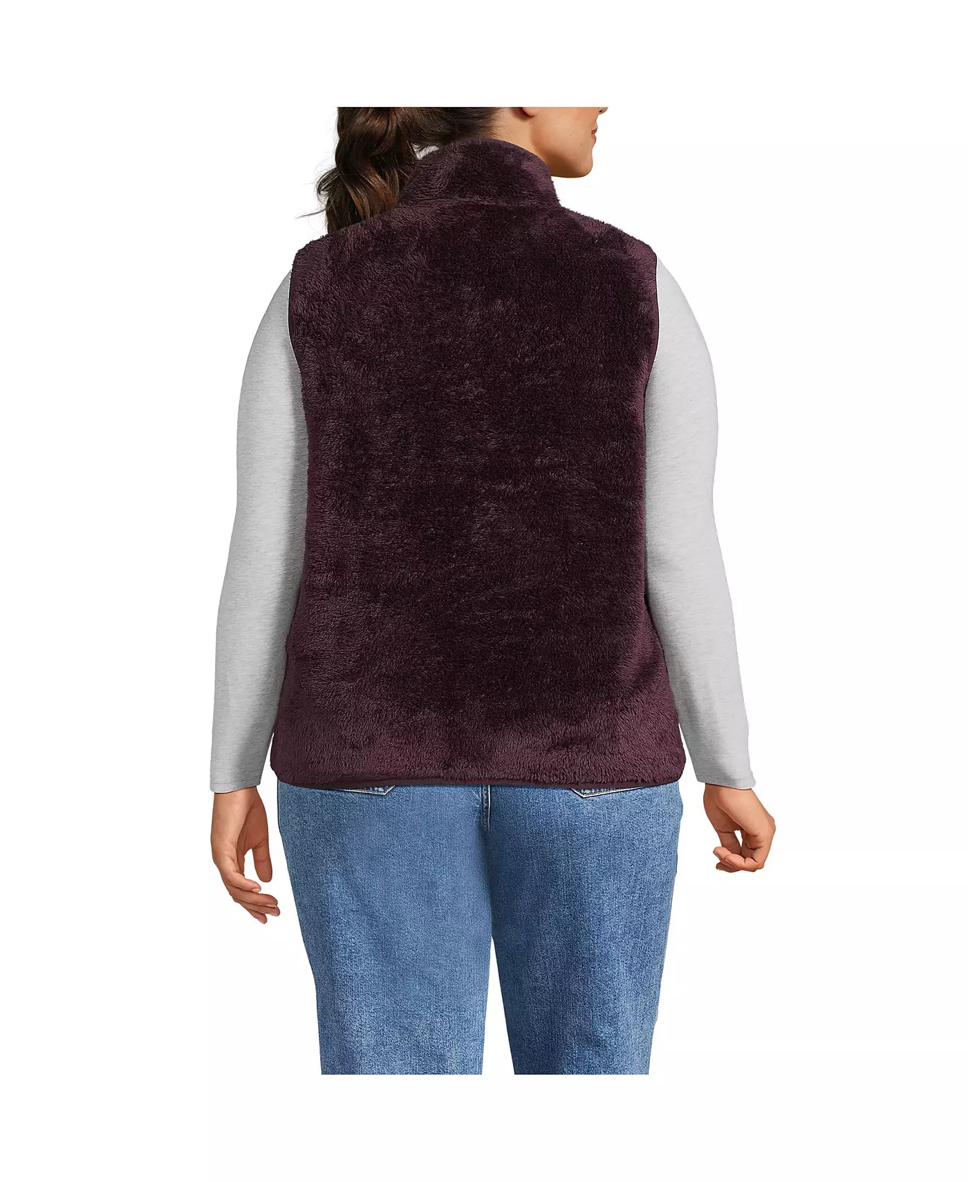 Уютный жилет Lands' End Plus Size из флиса с высоким ворсом