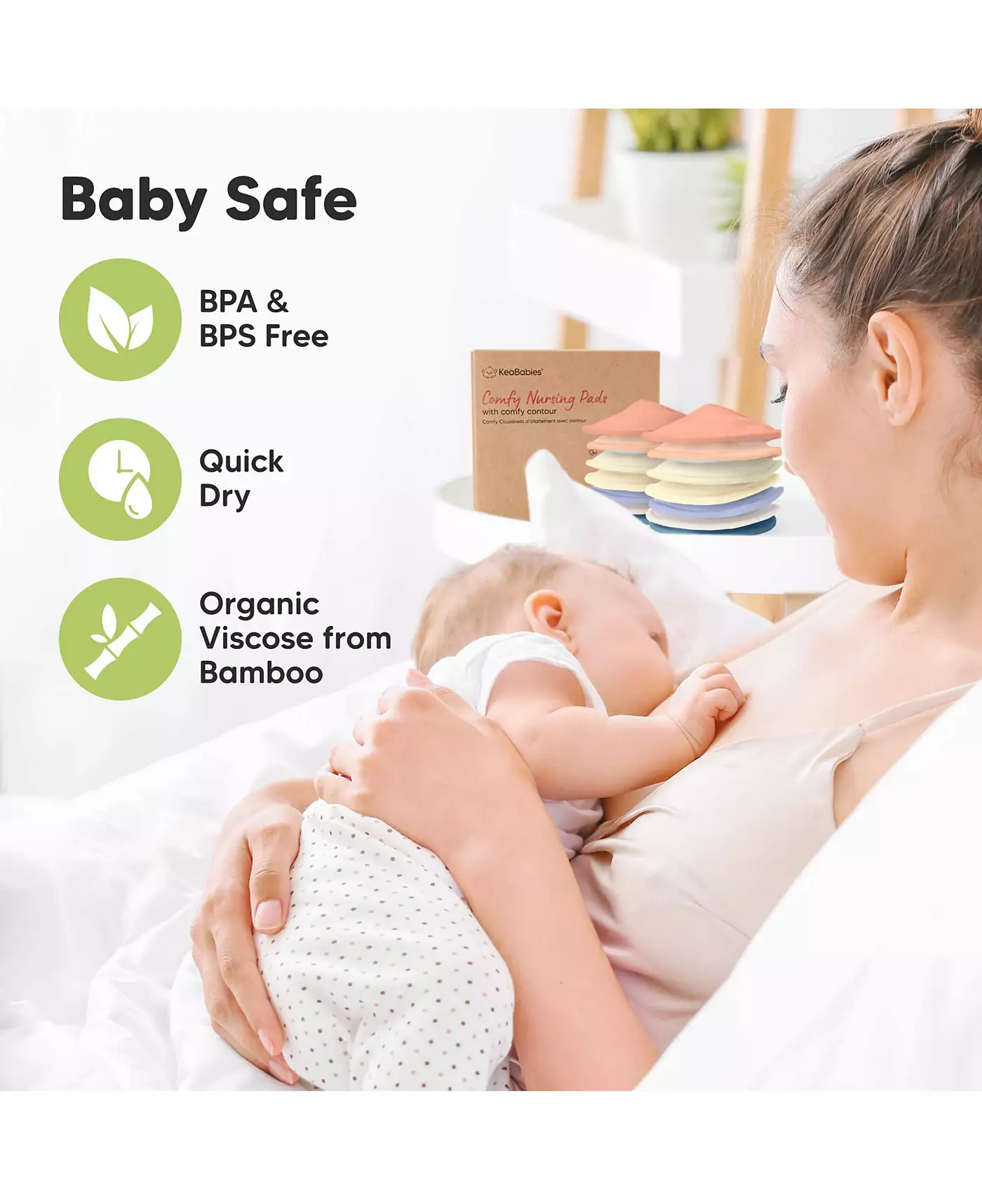 KeaBabies Maternity 14 упаковок органических прокладок для груди, моющиеся прокладки для груди + мешок для стирки, многоразовые прокладки для сосков