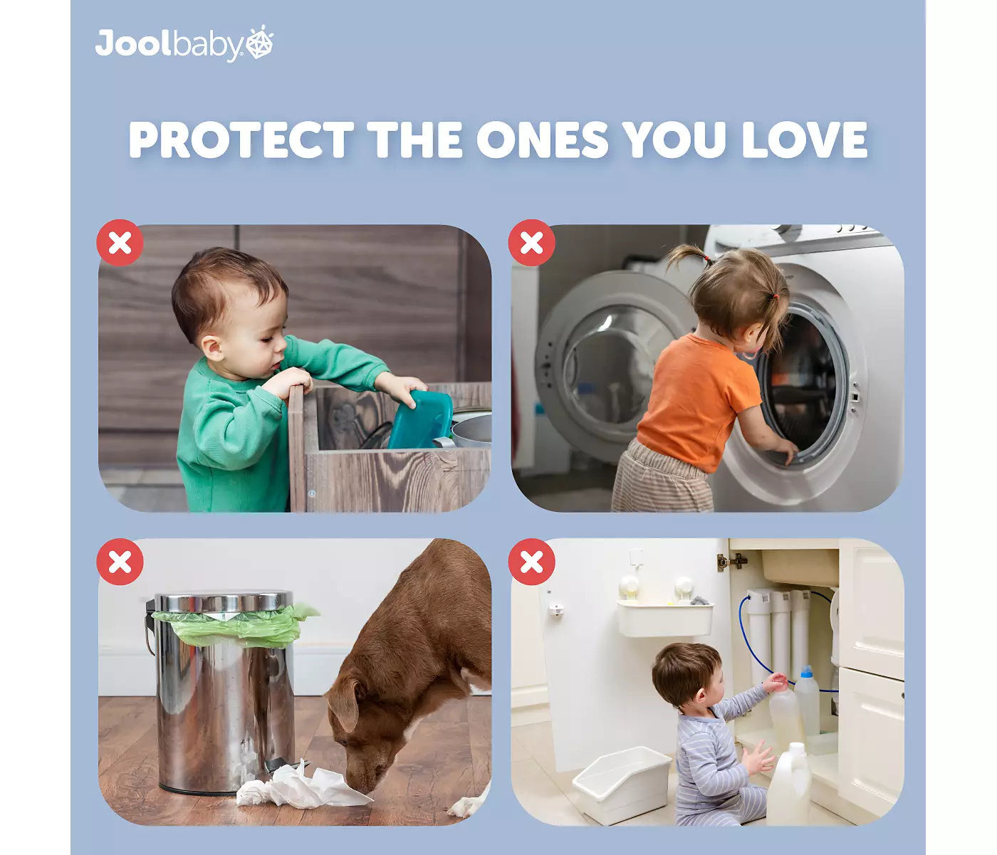 Jool Baby многофункциональный ремень безопасности для шкафов, холодильников, ящиков, набор из 4 защитных клеев