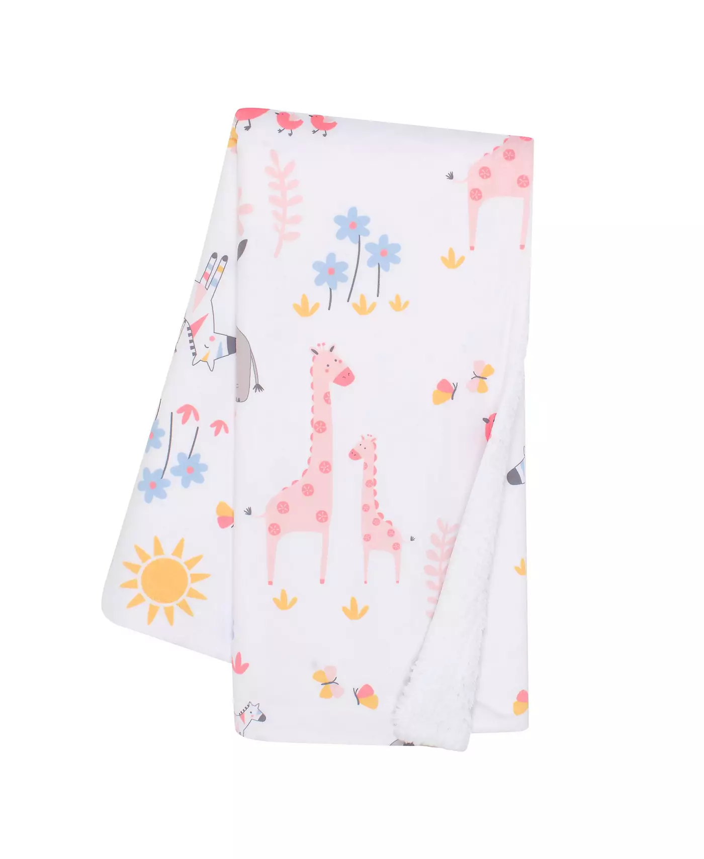 Мягкое детское одеяло Lambs & Ivy Jazzy Jungle White Fleece Safari Animals