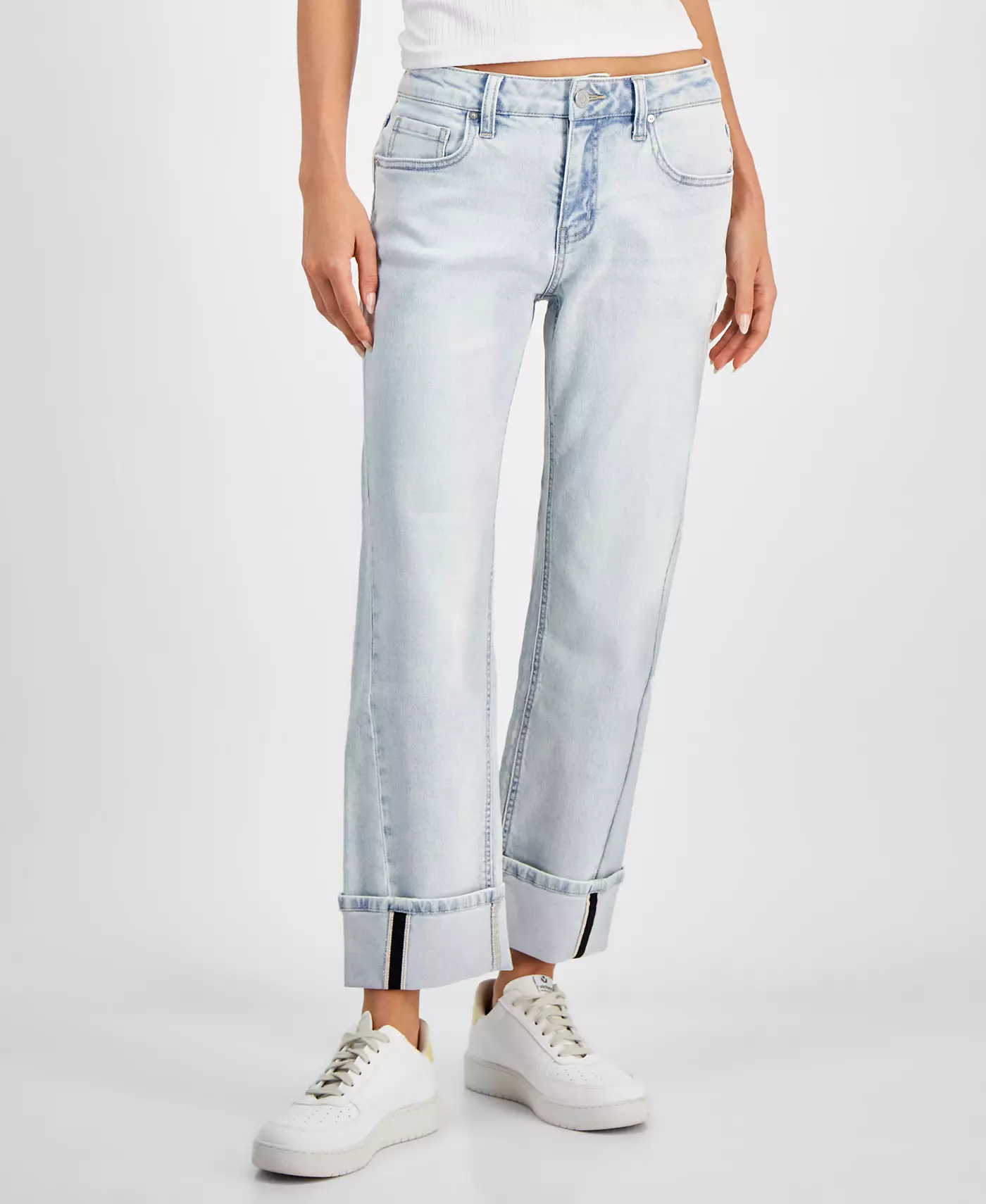 Джинсы-капри Indigo Rein Juniors с выцветшими манжетами и средней посадкой