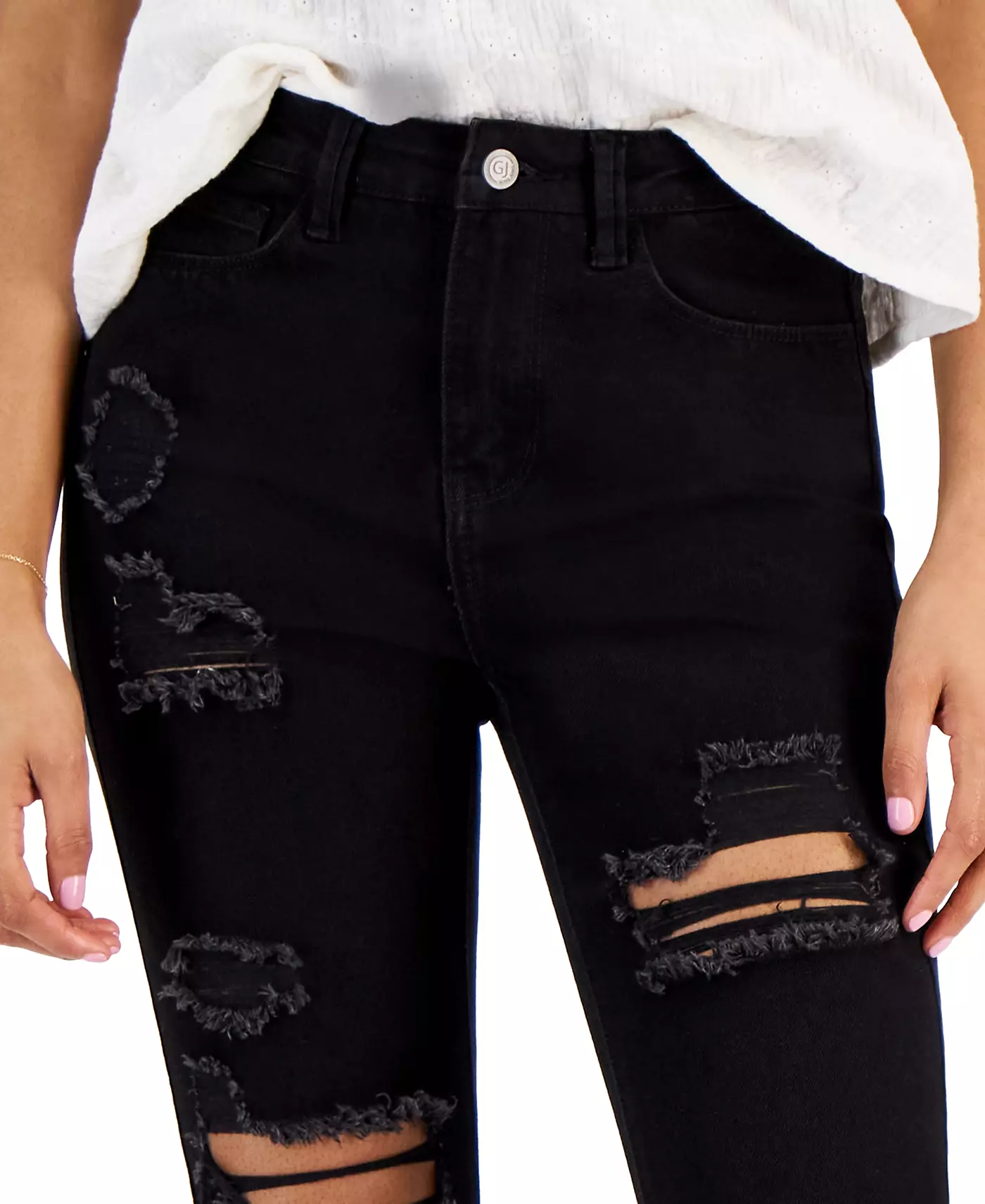 Джинсы-скинни с высокой посадкой и эффектом потертости Gogo Jeans Juniors