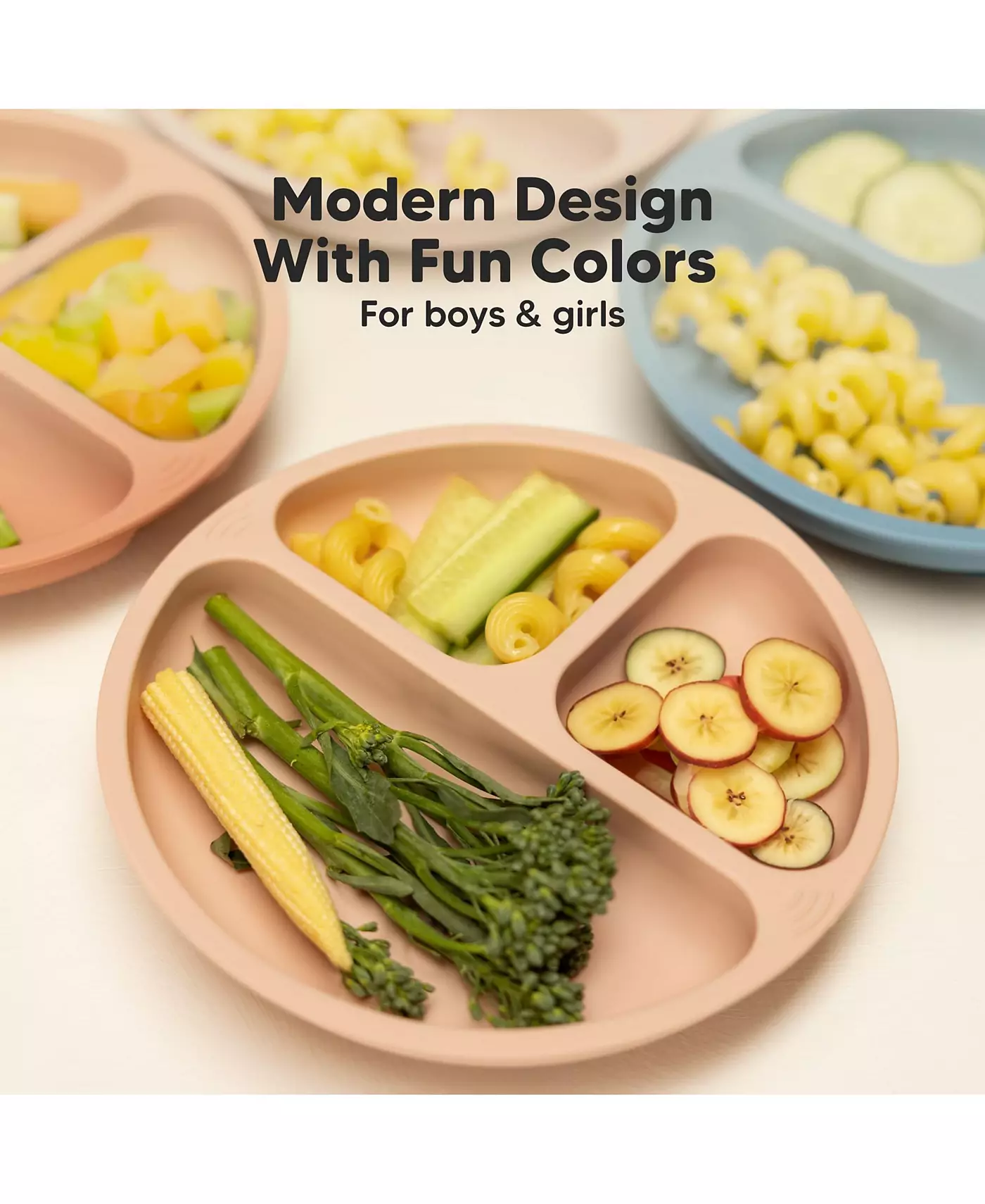 Упаковка из 3 тарелок с присосками для малышей KeaBabies, 100% силикон, детские тарелки с разделителями, без бисфенола-А, с присоской