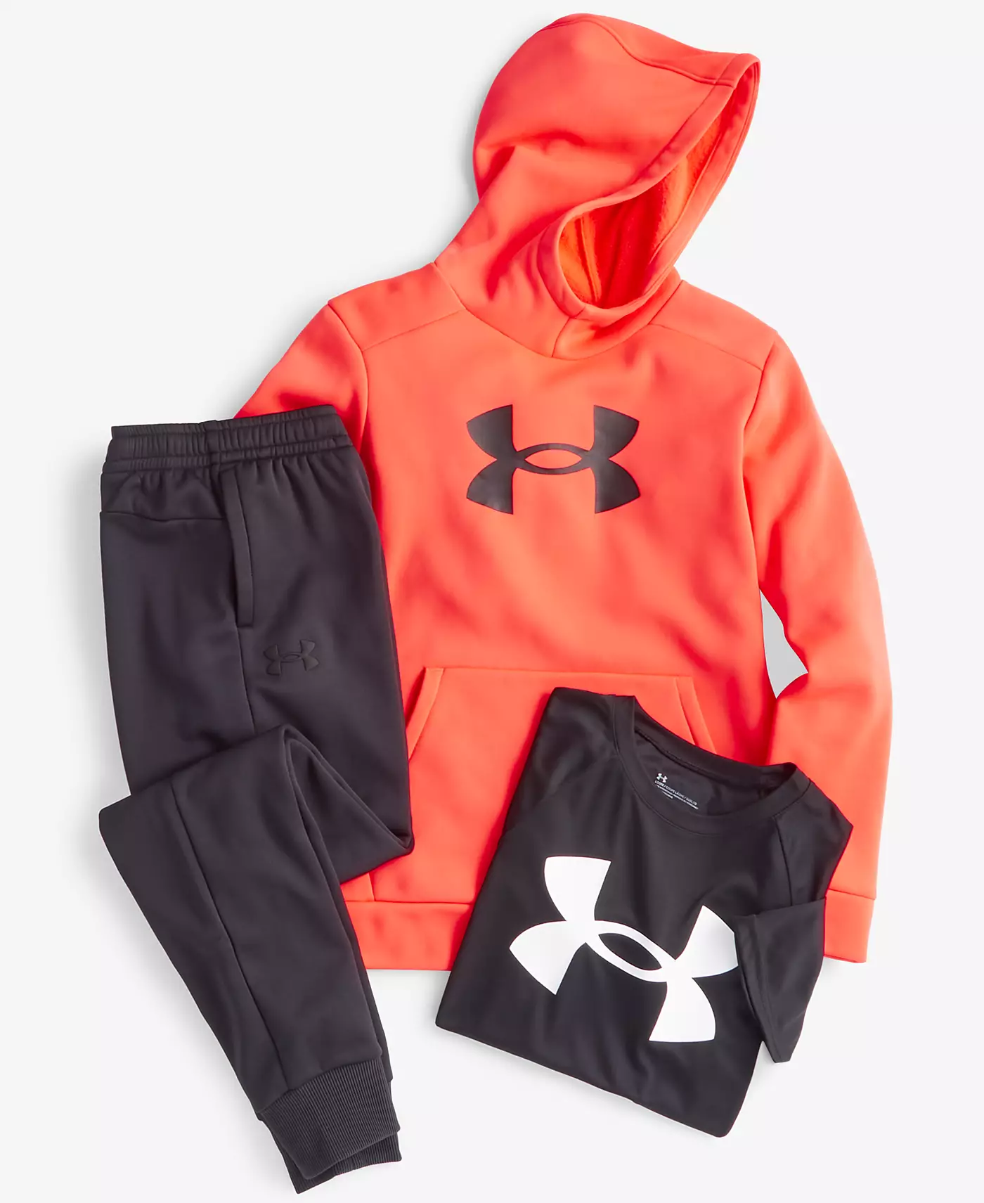 Футболка с логотипом Under Armour Big & Little Boys, толстовка с капюшоном, флисовые штаны и комплекты, подходящая одежда