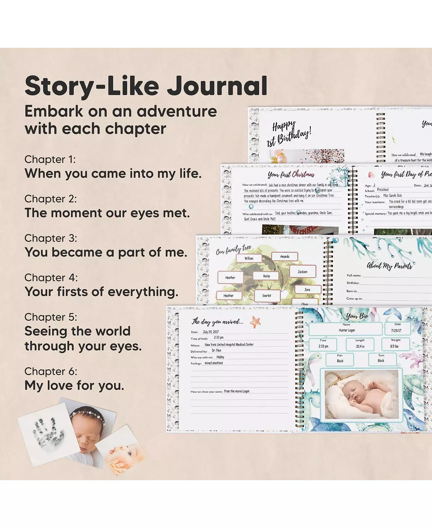 KeaBabies Craft Baby Memory Book, детские книги для первых 5 лет, 90 страниц, памятный дневник для девочек и мальчиков