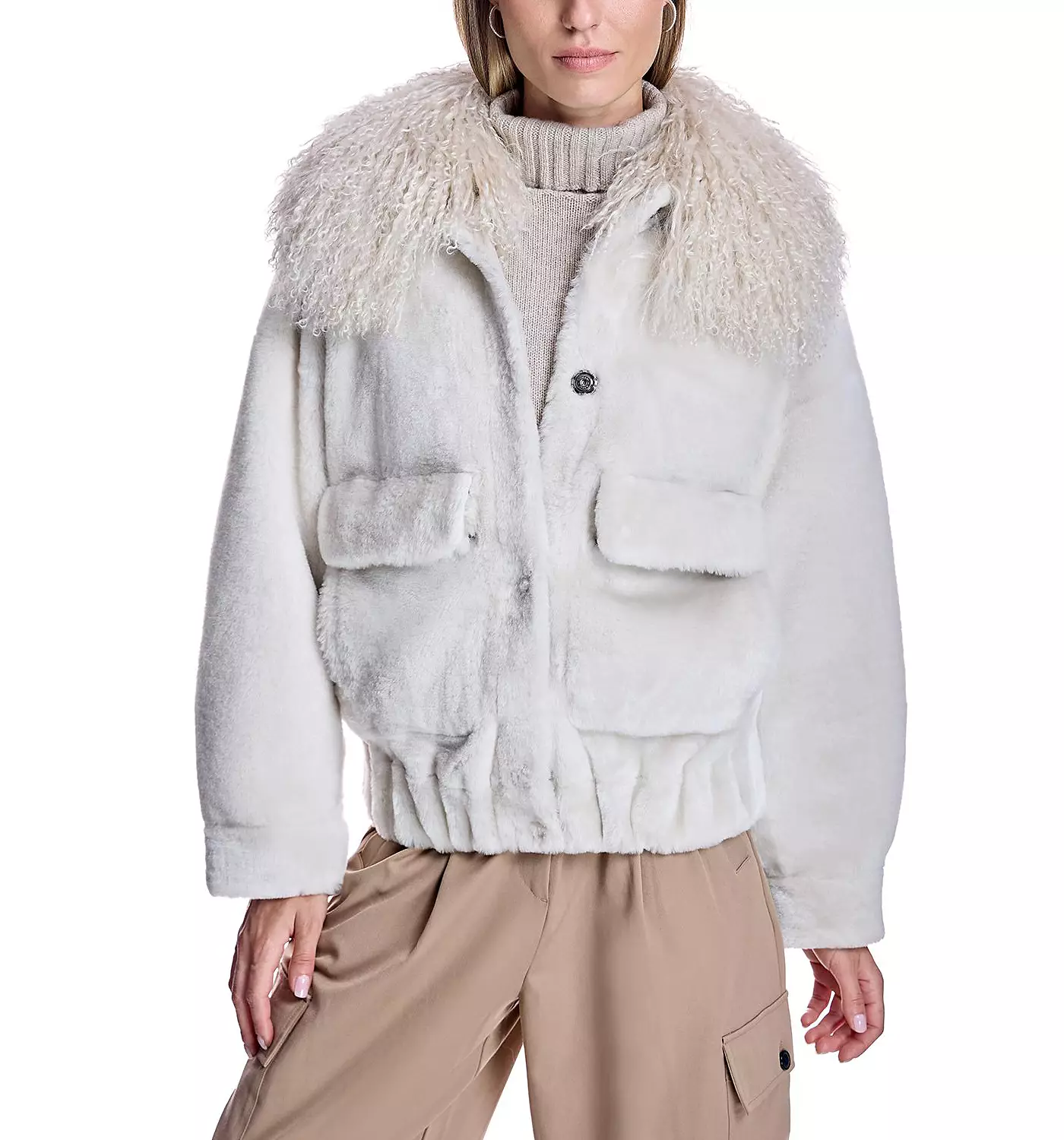 Женская куртка свободного покроя из овчины Julia & Stella By Maximilian