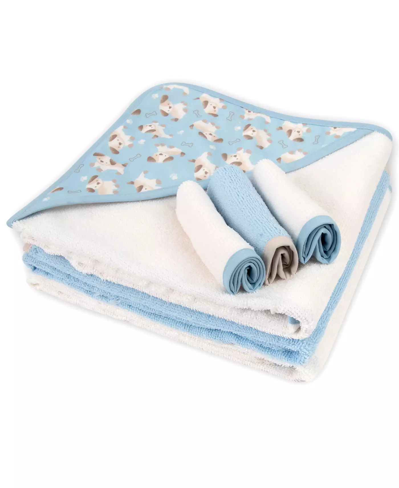 Полотенце с капюшоном и мочалка для мальчиков Jessica Simpson Baby, комплект из 6 предметов