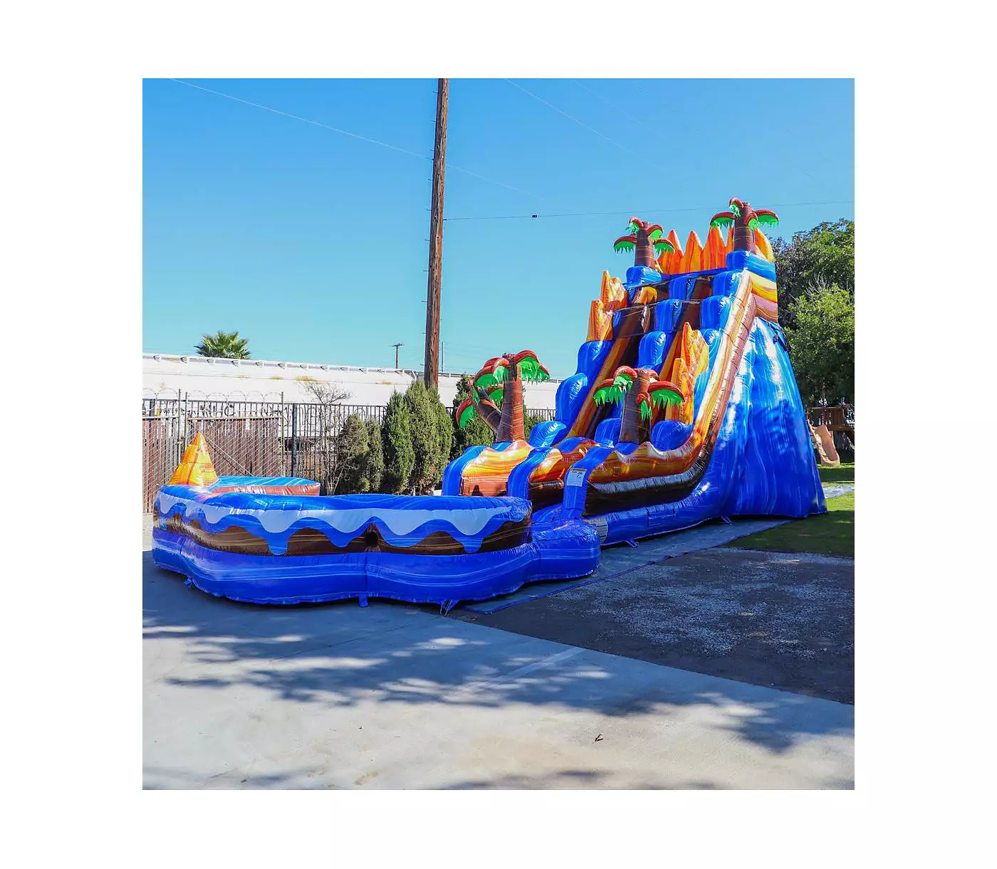 Jumporange Oasis Коммерческая надувная водная горка со съемным глубоким бассейном (с нагнетателем), для использования на открытом воздухе и в помещении, для влажного и сухого использования, высокая водная горка, для детских праздников