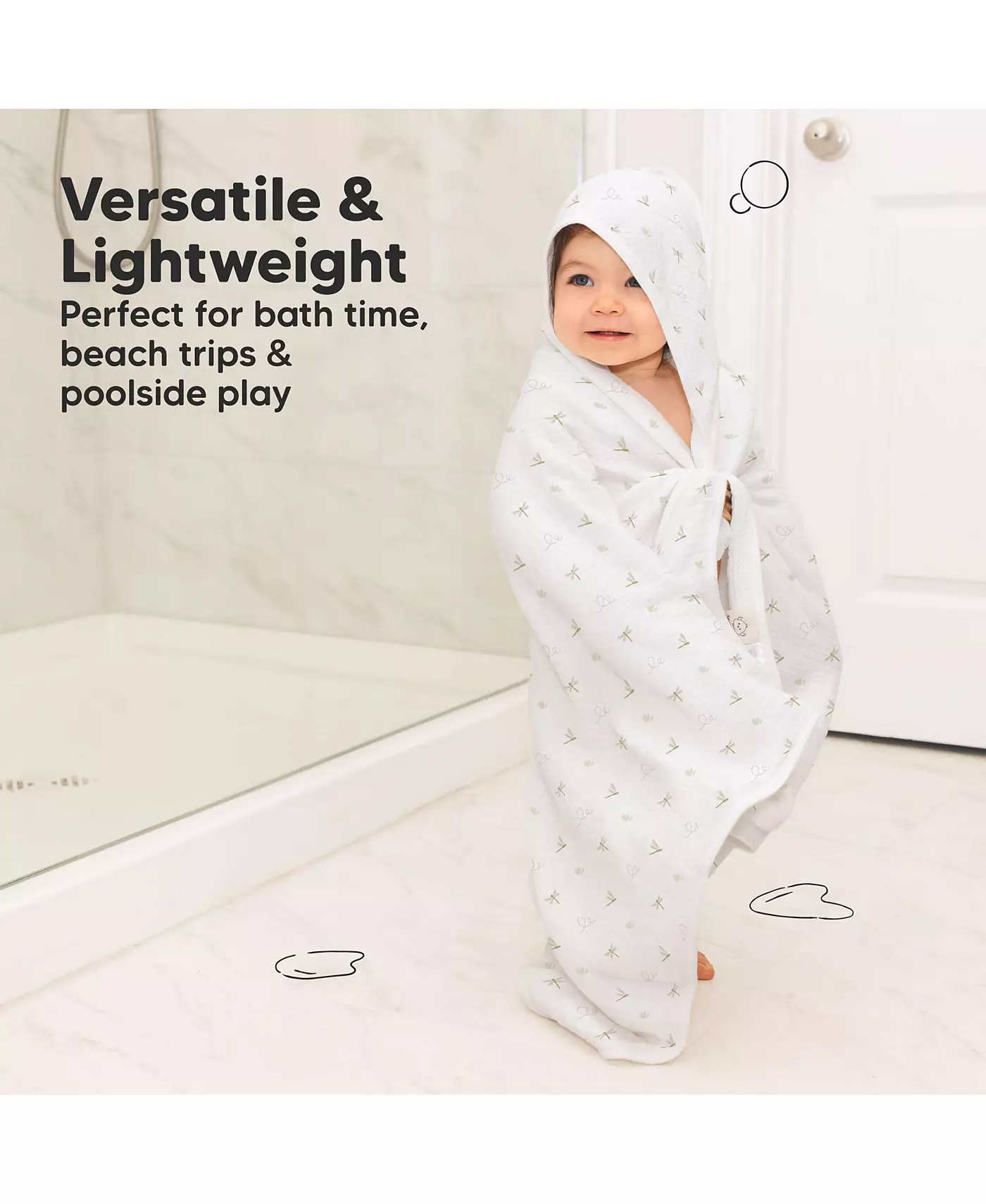 Детские полотенца KeaBabies Lyra Muslin с капюшонами для новорожденных девочек и мальчиков, 100% органический хлопок, мягкие детские банные полотенца с капюшоном