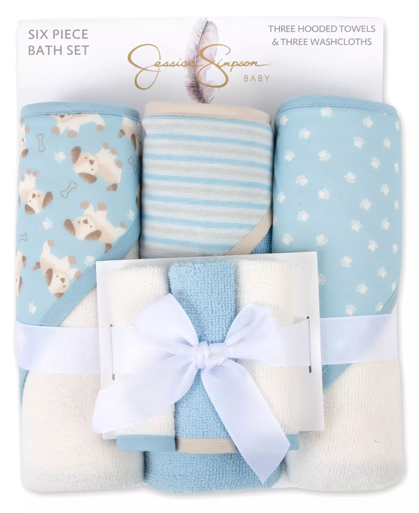 Полотенце с капюшоном и мочалка для мальчиков Jessica Simpson Baby, комплект из 6 предметов