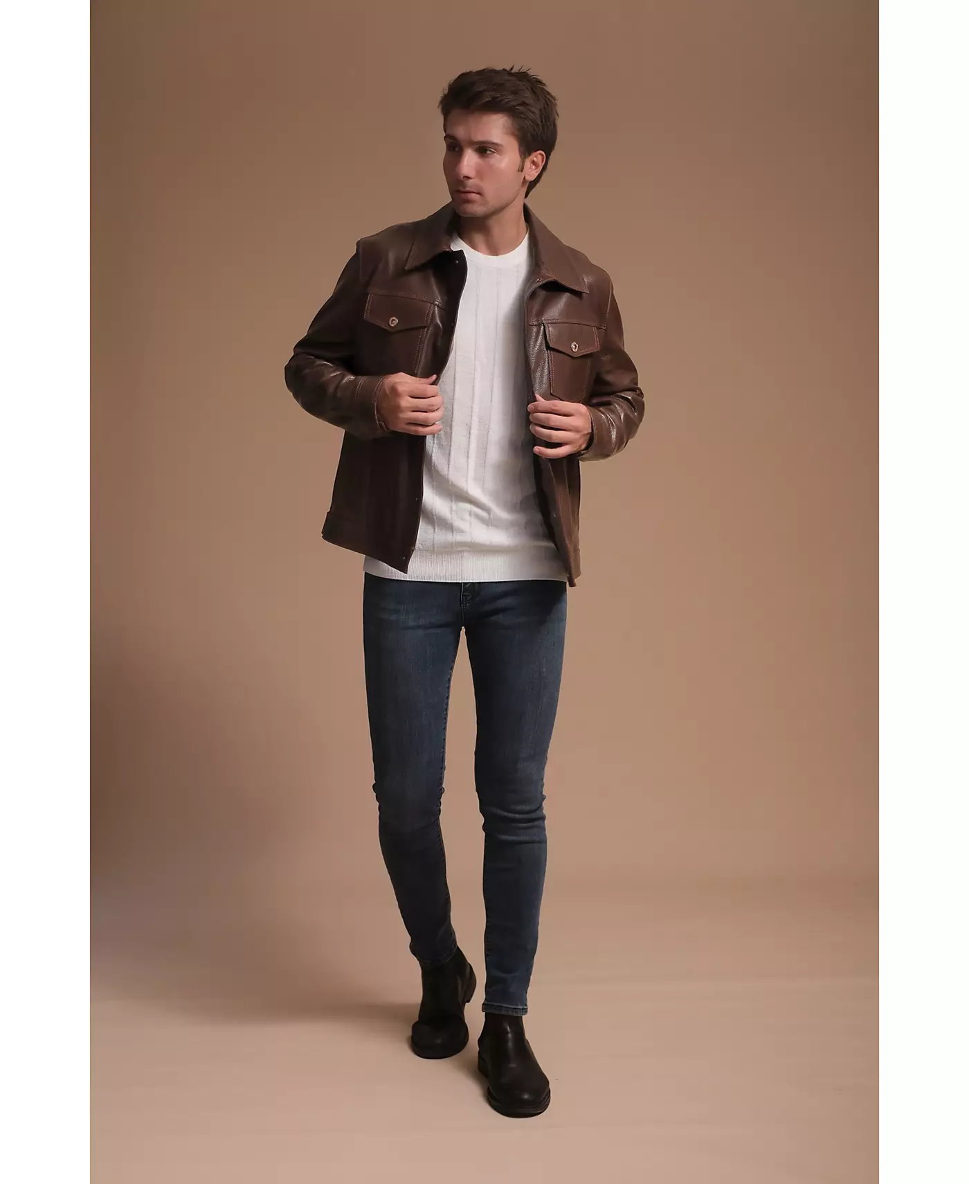 Мужская кожаная куртка Furniq UK, коричневая, создана для Macy's