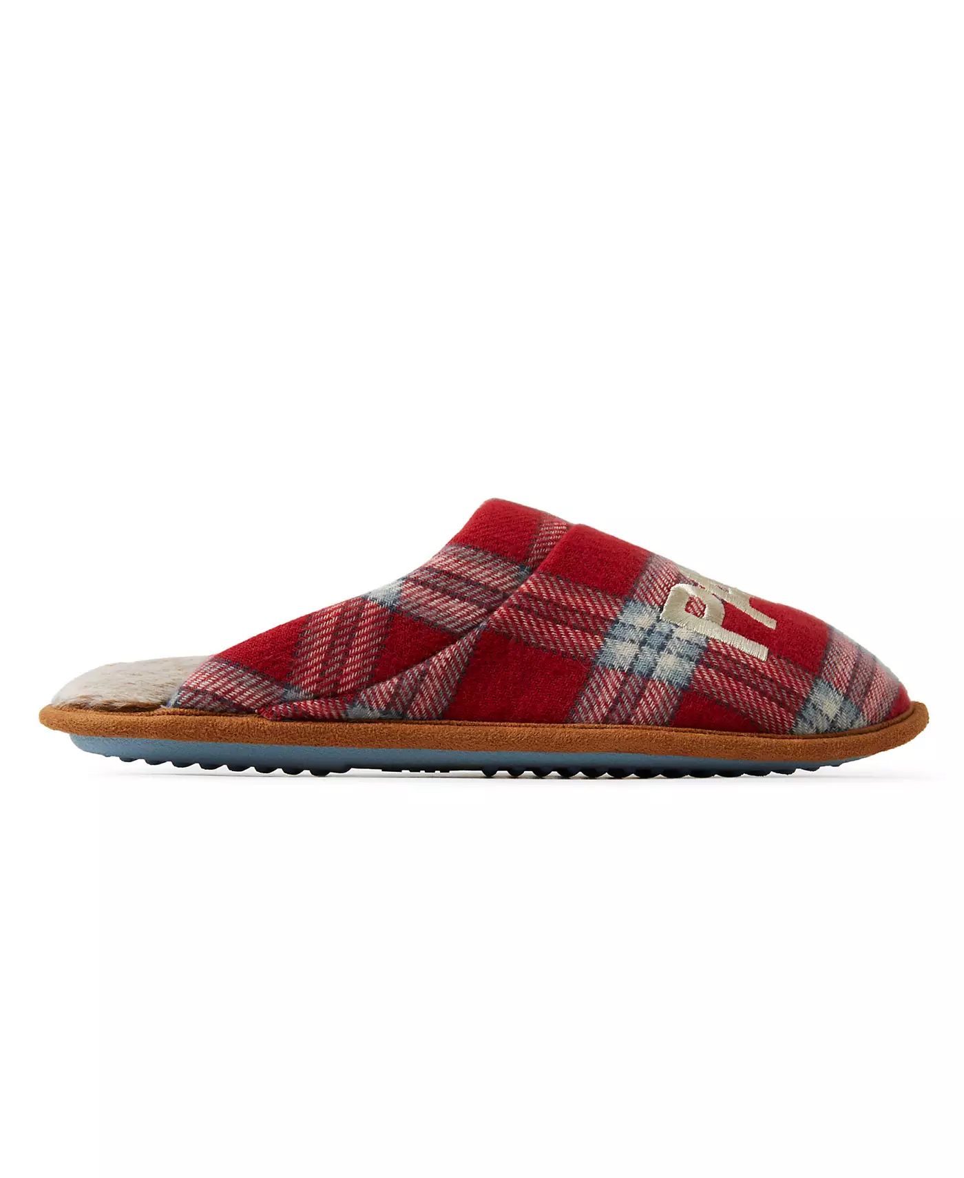 Мужские тапочки Dearfoams Papa Bear Red Plaid Dad Scuff
