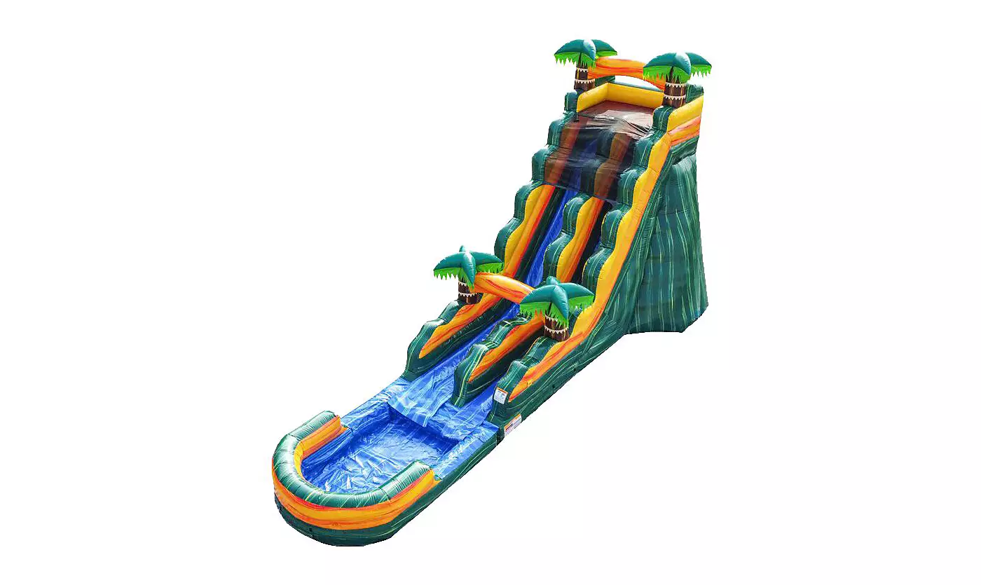 Jumporange 19 Cali Palms Водная горка коммерческого класса со съемным глубоким бассейном для детей и взрослых (с нагнетателем), для использования на открытом воздухе и в помещении, для влажного и сухого использования, высокая надувная водная горка