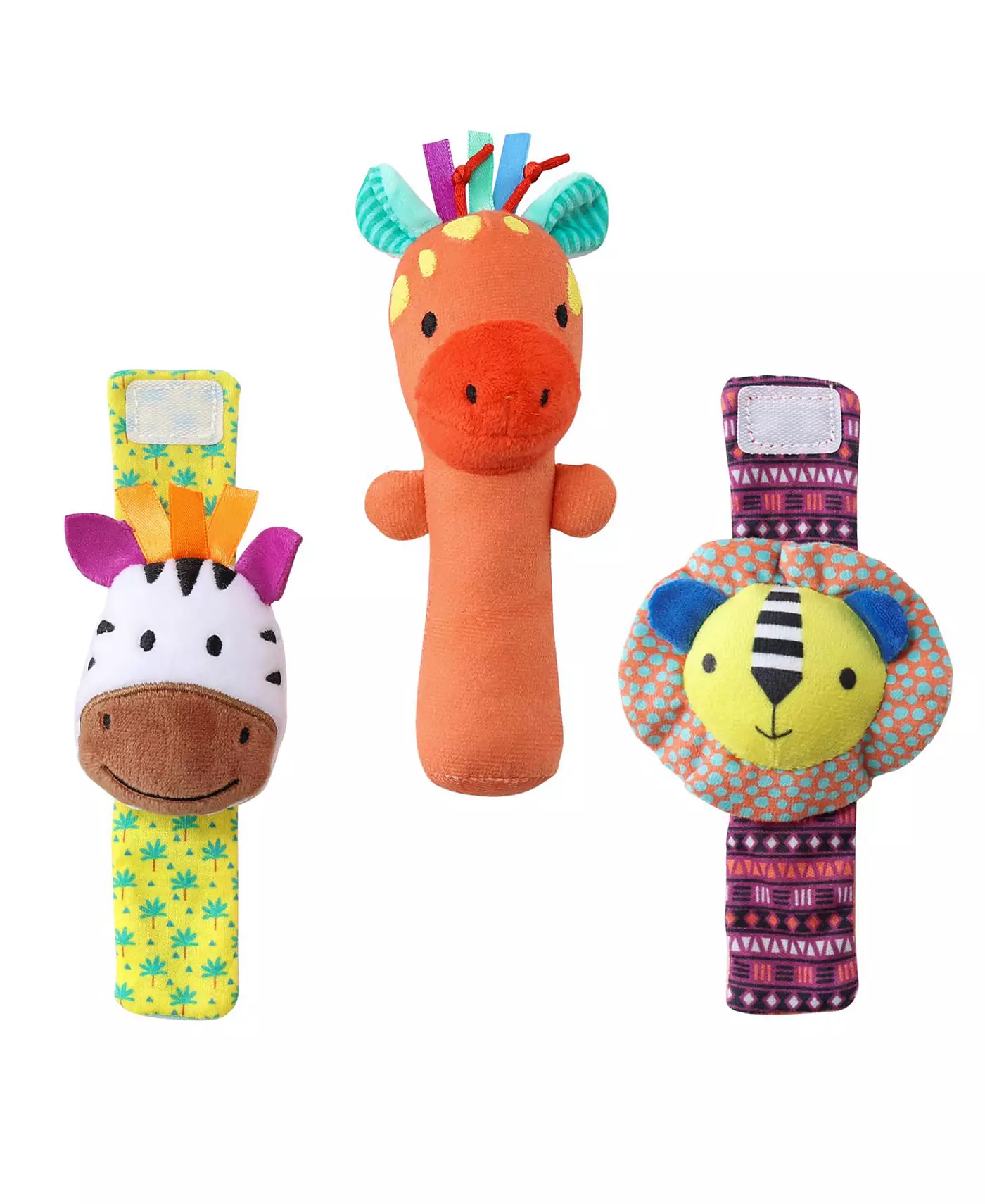 Набор из носков-погремушек и погремушек для запястья «Peanutshell Safari», 5 предметов