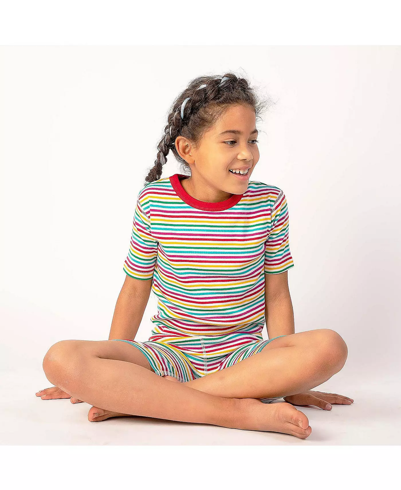 Mightly Kids Детская обтягивающая пижама-шорти из 100% органического хлопка, произведенная по принципу справедливой торговли