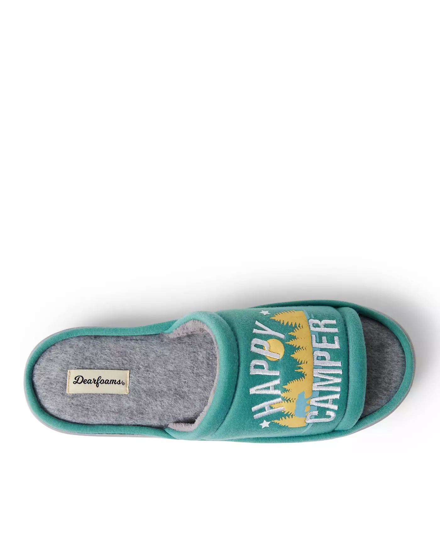 Мужские тапочки Dearfoams Men s Lennox Happy Camper Knit Shower Slide House Slipper