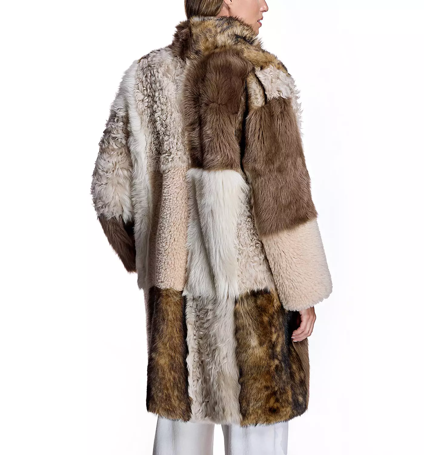 Женское пальто из овчины в стиле пэчворк Julia & Stella By Maximilian