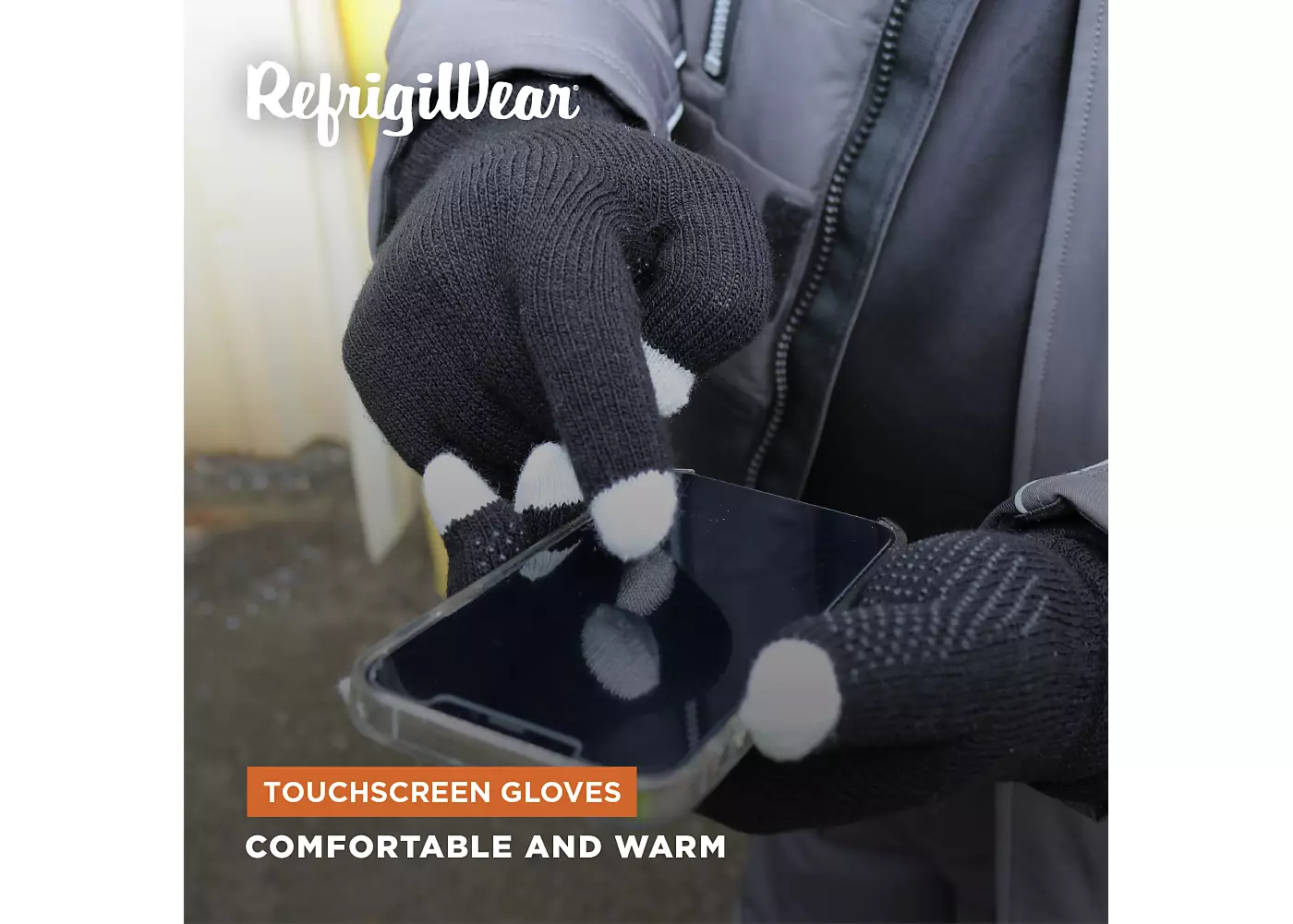 Мужские перчатки RefrigiWear для сенсорных экранов — теплые и прочные с токопроводящими кончиками пальцев