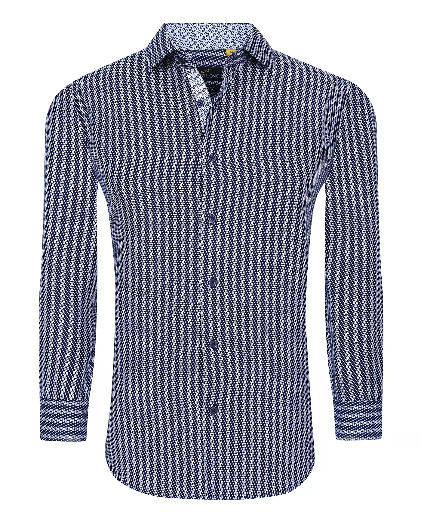 Мужская рубашка Azaro Uomo Business с геометрическим узором и длинными рукавами на пуговицах