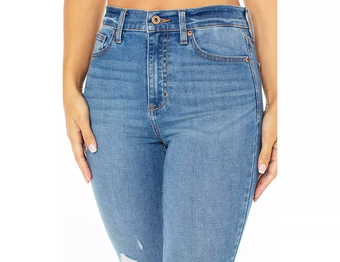 Джинсы-скинни с высокой посадкой и потертостями Celebrity Pink Juniors