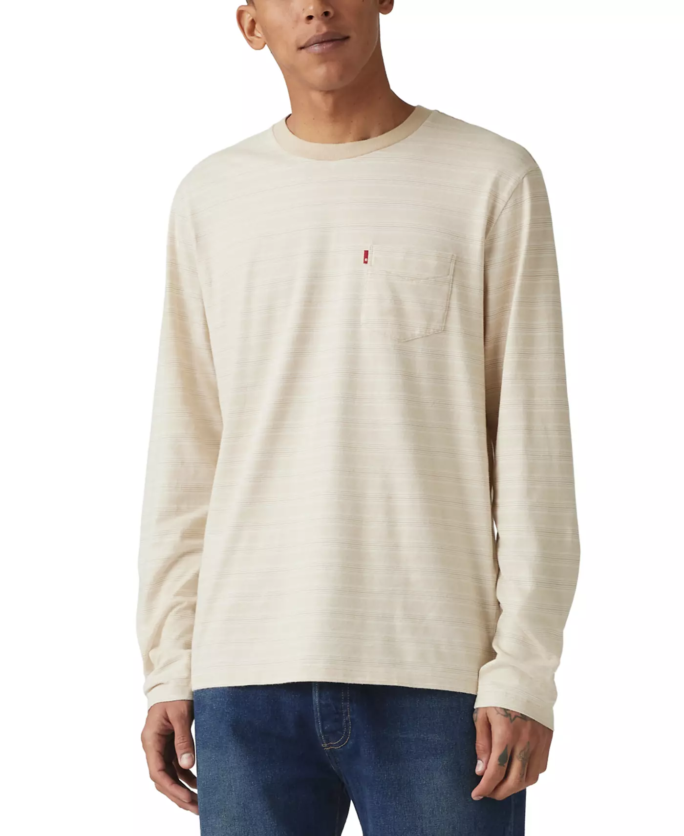 Мужская футболка Levi's с длинным рукавом и круглым вырезом, карманом