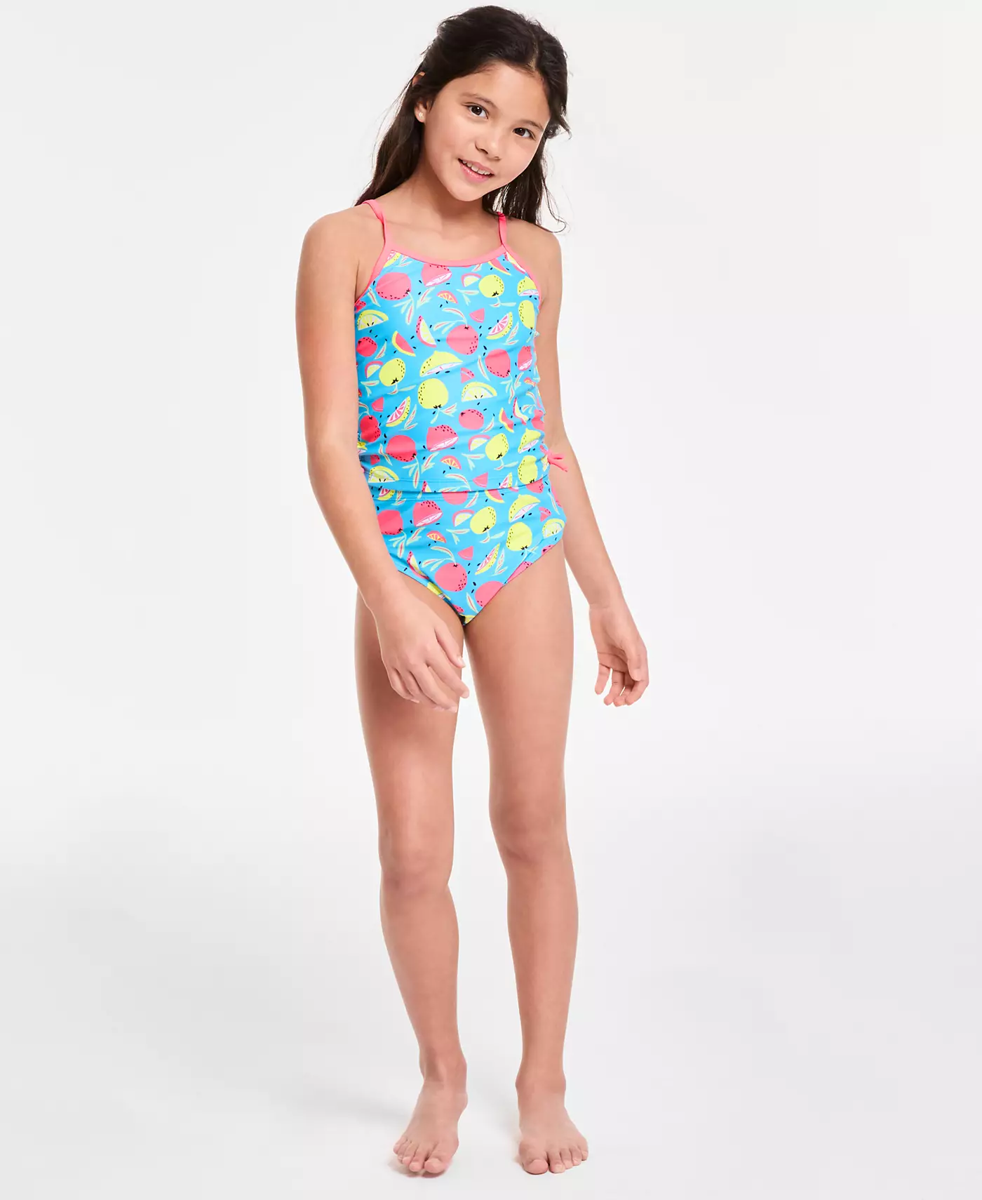 Epic Threads Big Girls Citrus - двухсекционный купальник-танкини с вырезом и сетчатое платье-пляж, эксклюзивно в Macy's