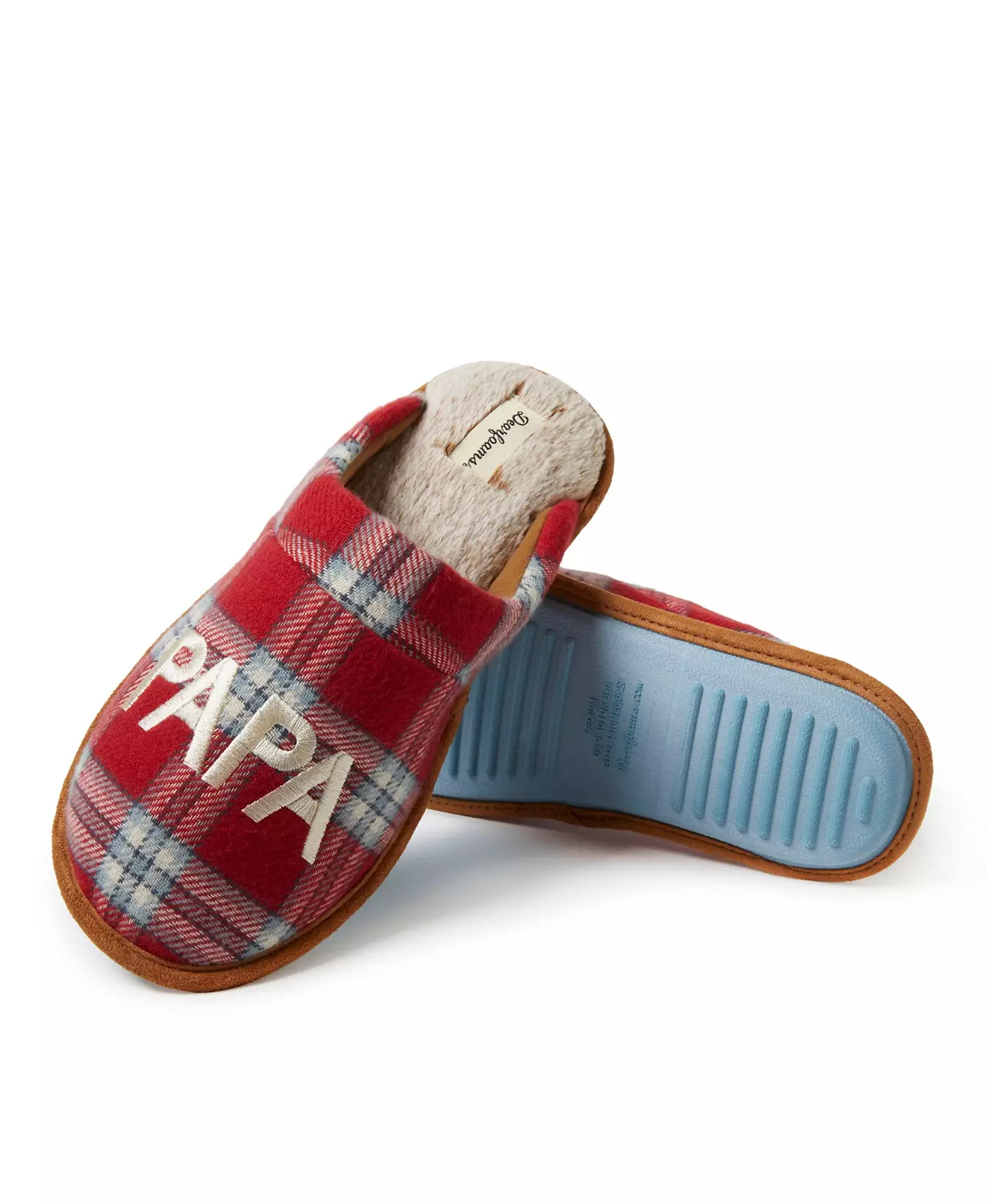 Мужские тапочки Dearfoams Papa Bear Red Plaid Dad Scuff