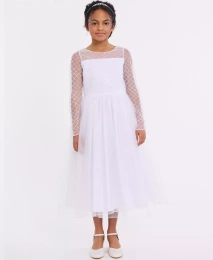 Платье Bonnie Jean для больших девочек с решеткой и бисером для первого причастия